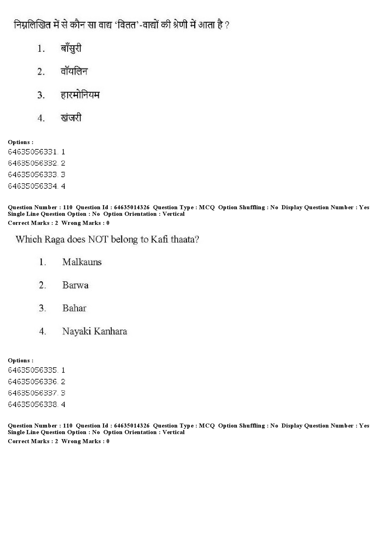 UGC NET Music Rabindra Sangeet Question Paper June 2019 86