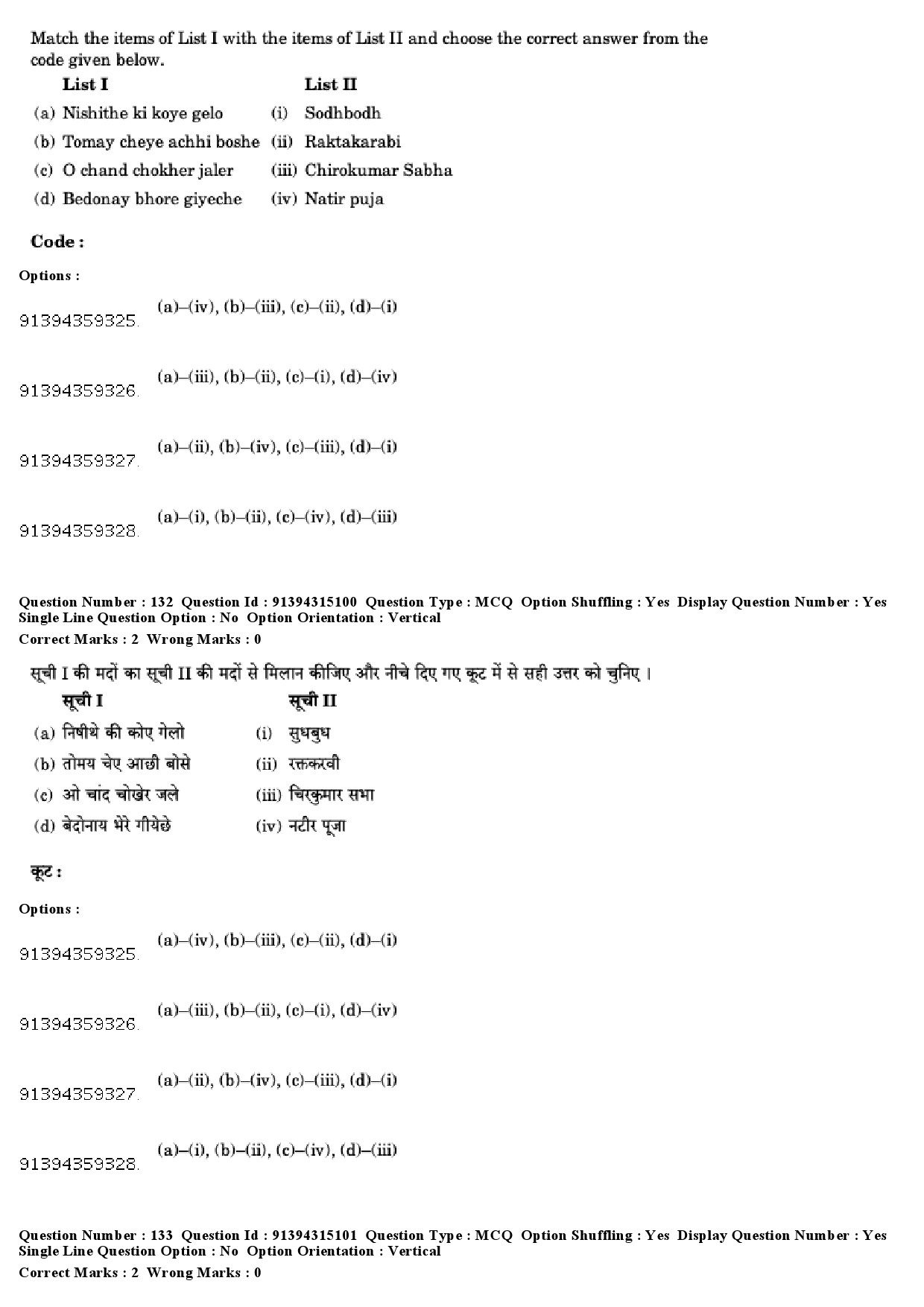 UGC NET Rabindra Sangeet Question Paper December 2018 112