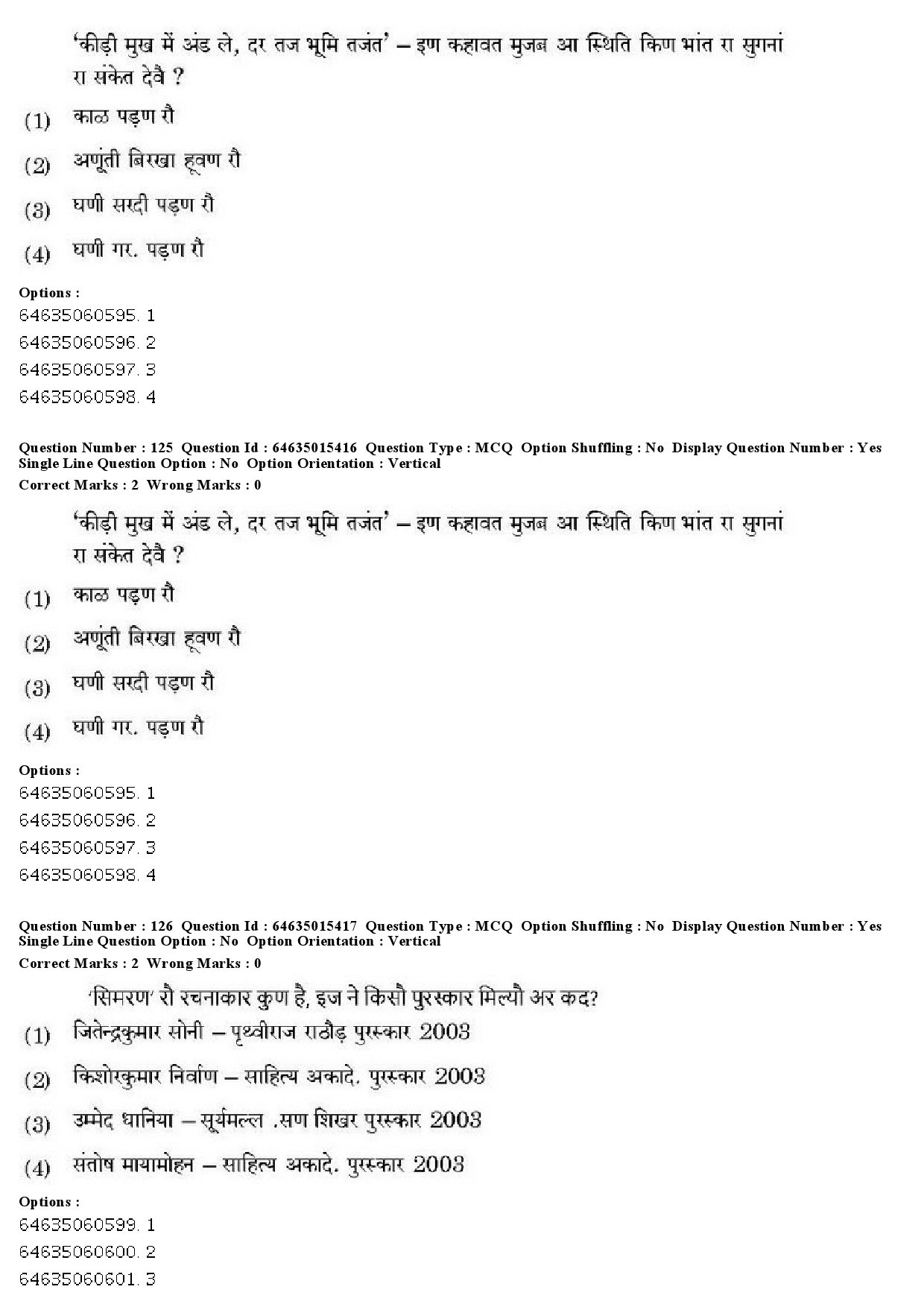 UGC NET Rajasthani Question Paper June 2019 118