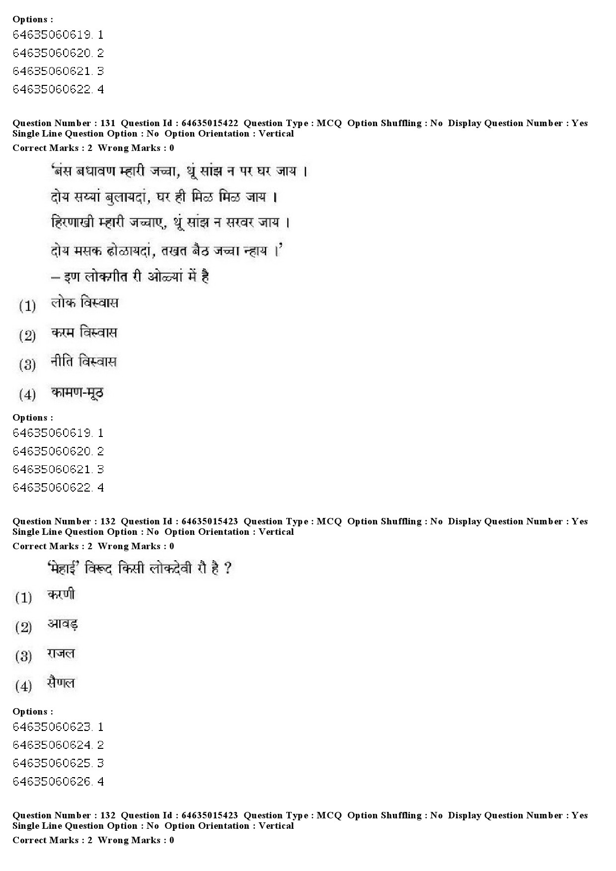 UGC NET Rajasthani Question Paper June 2019 123