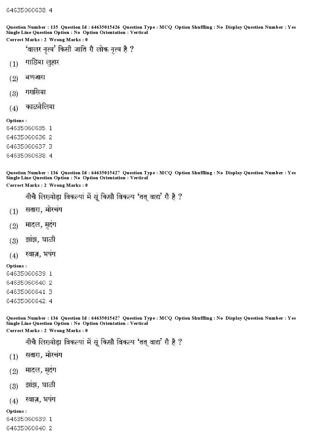 UGC NET Rajasthani Question Paper June 2019 126