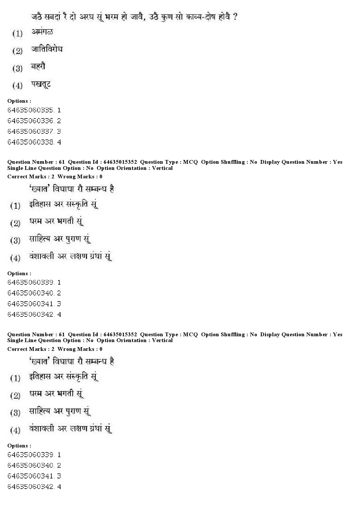 UGC NET Rajasthani Question Paper June 2019 56