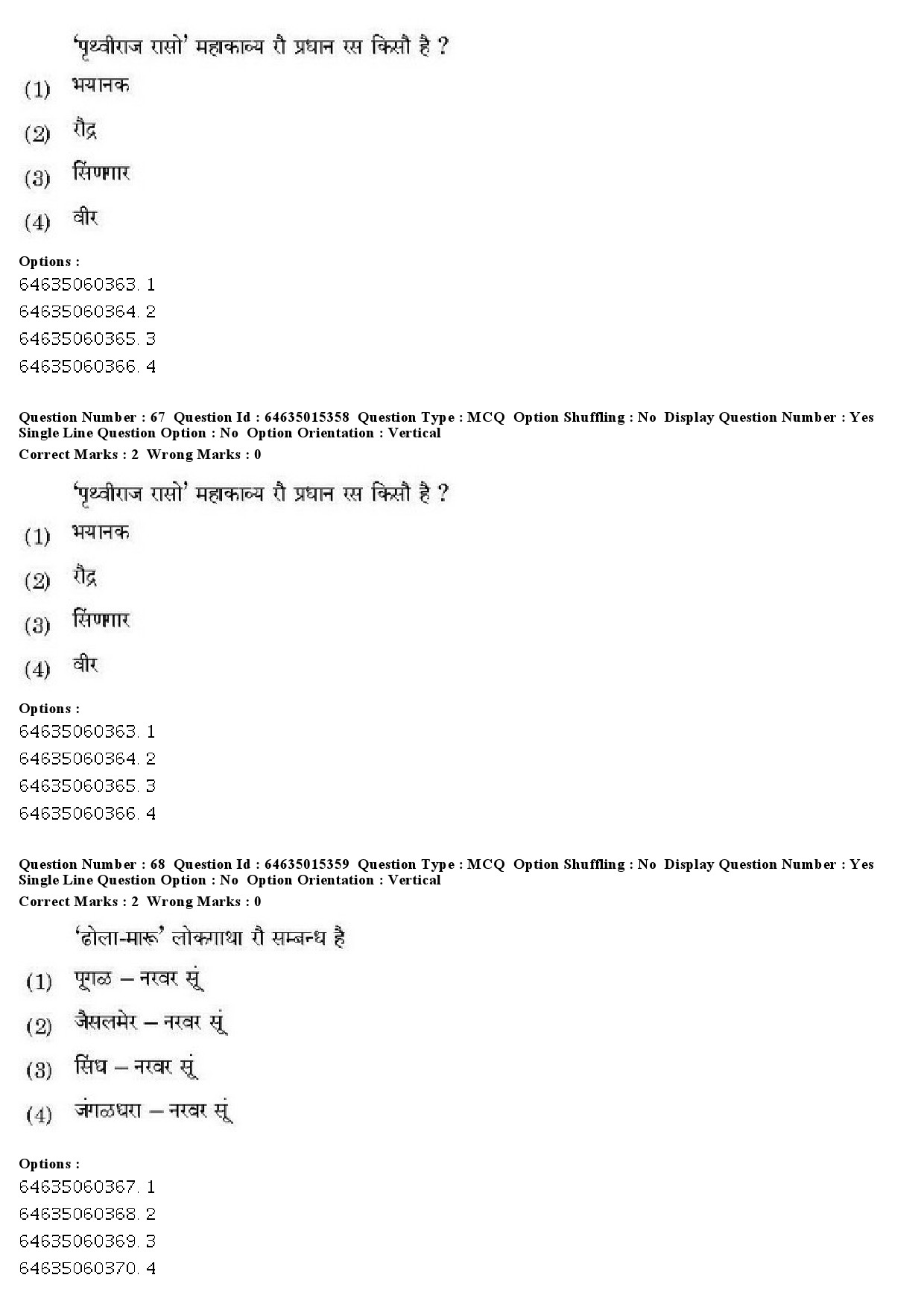 UGC NET Rajasthani Question Paper June 2019 61