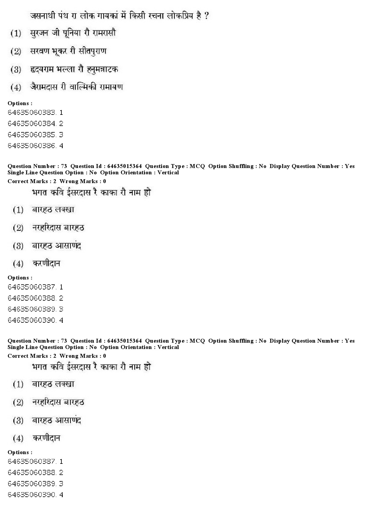 UGC NET Rajasthani Question Paper June 2019 65