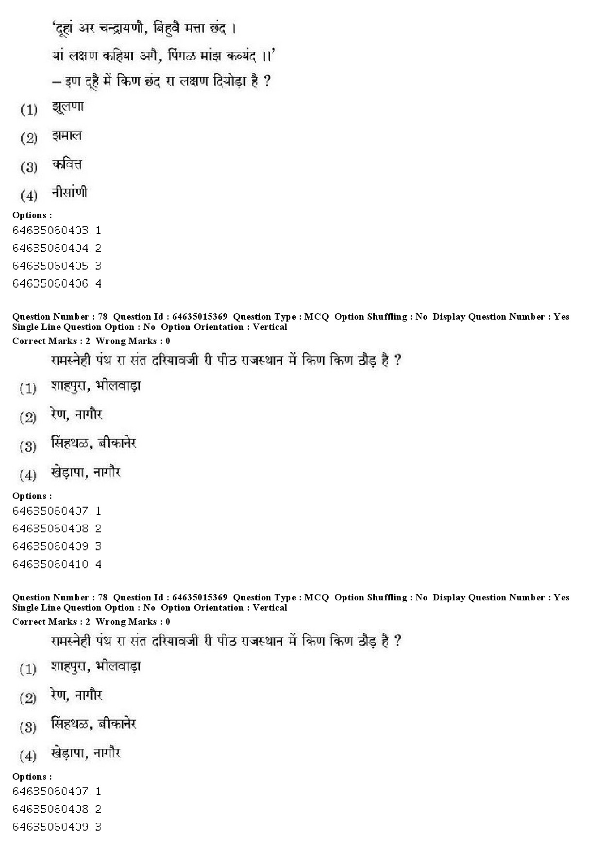 UGC NET Rajasthani Question Paper June 2019 69