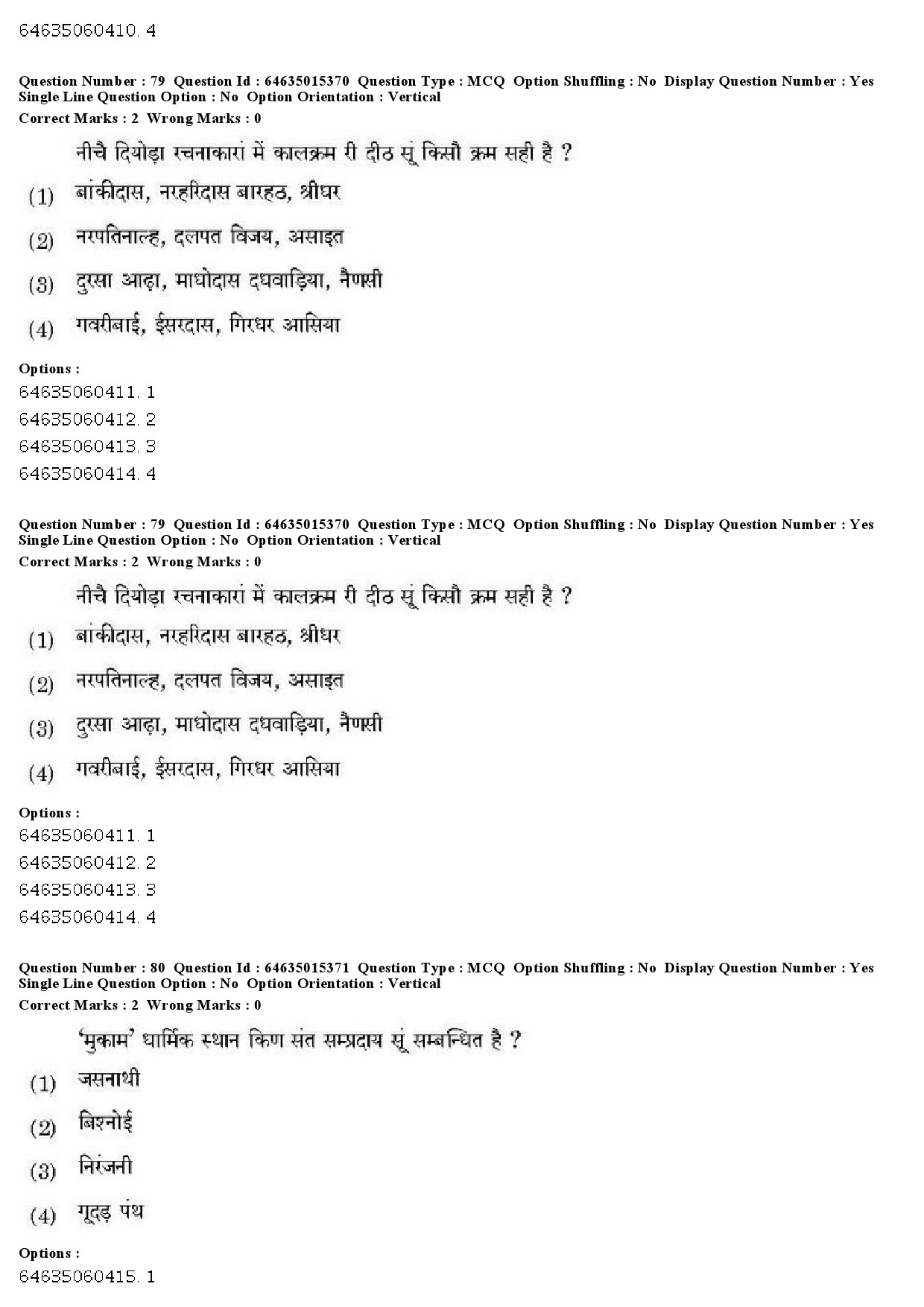 UGC NET Rajasthani Question Paper June 2019 70