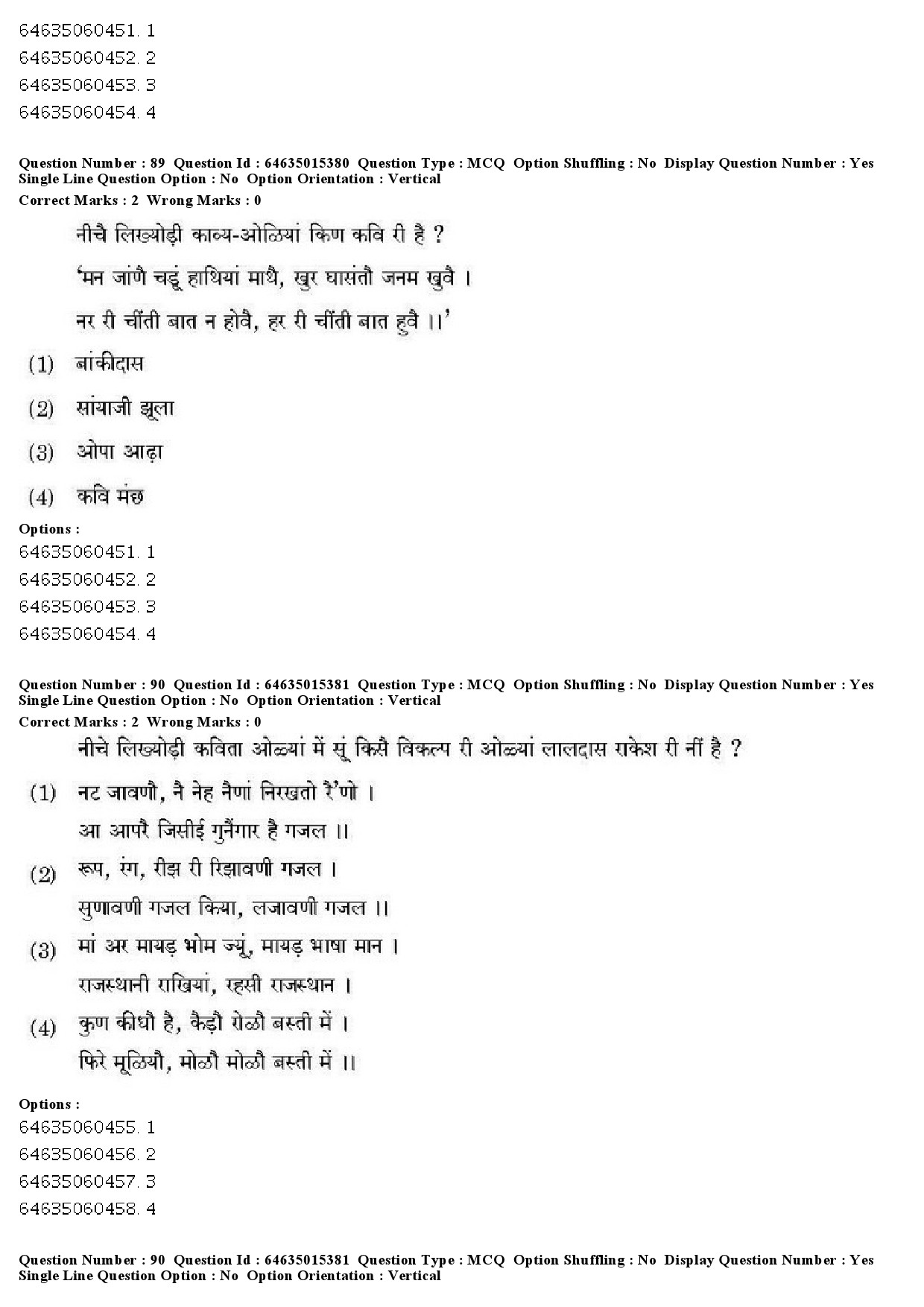 UGC NET Rajasthani Question Paper June 2019 78