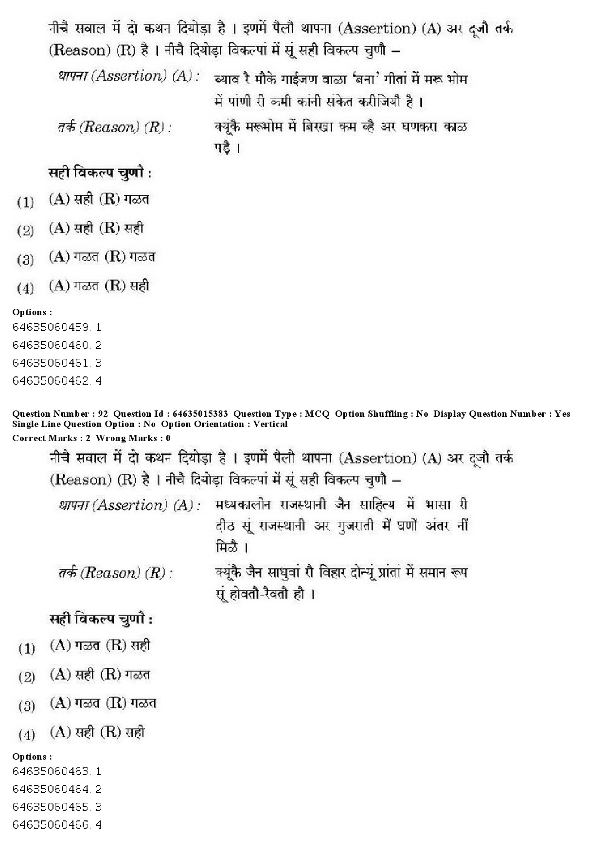 UGC NET Rajasthani Question Paper June 2019 80