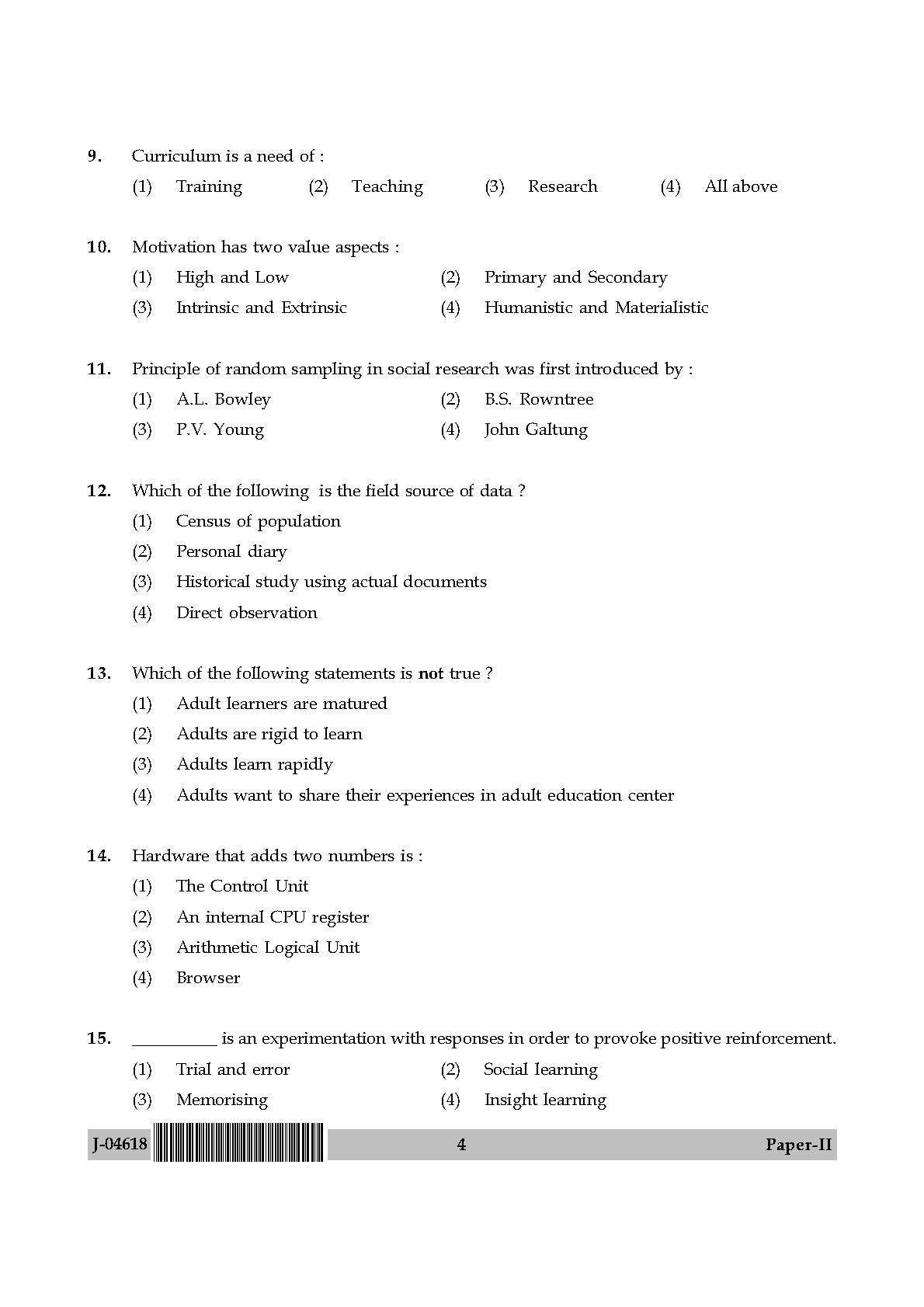 Adult Education Paper II July 2018 in English 3