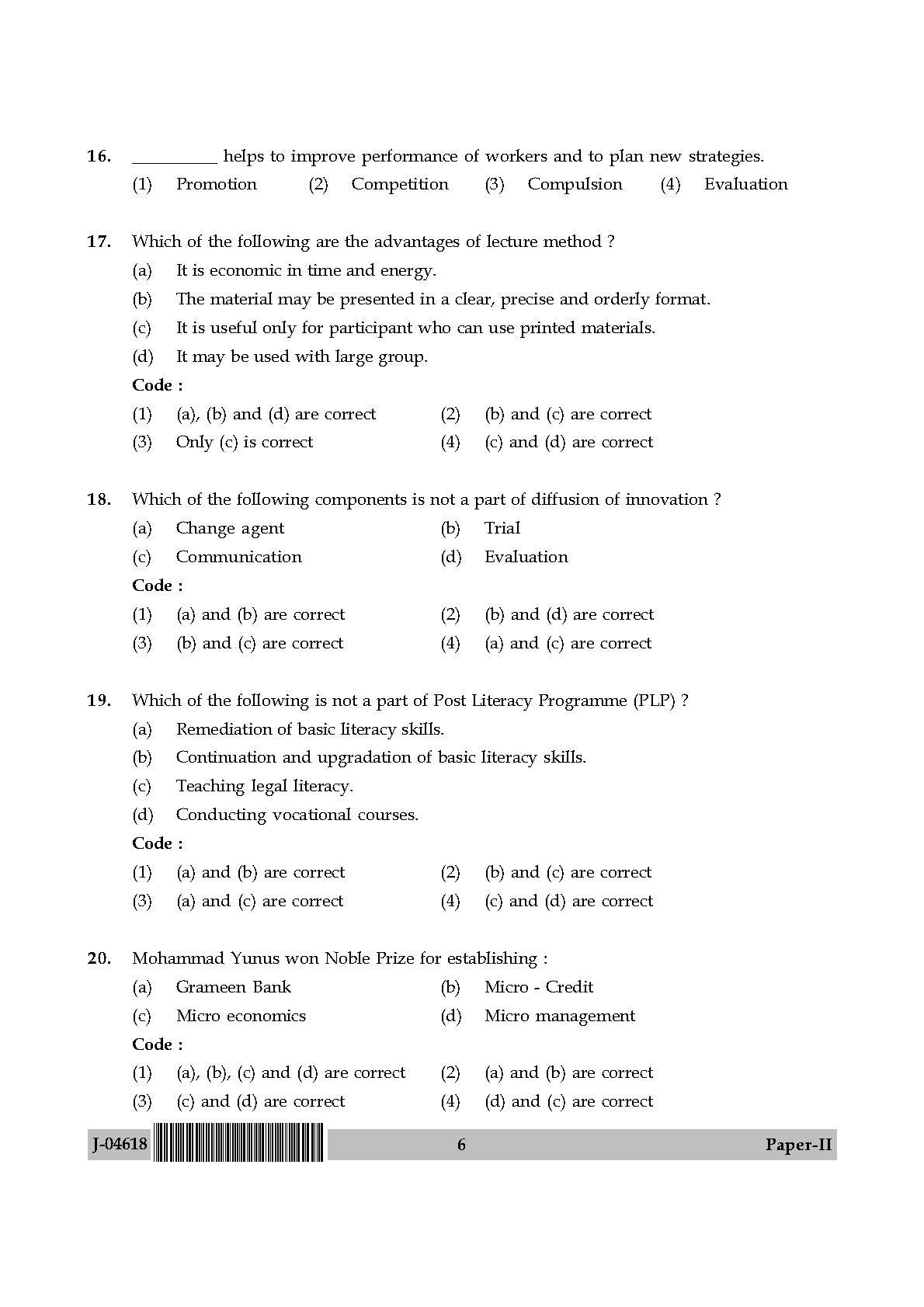 Adult Education Paper II July 2018 in English 4