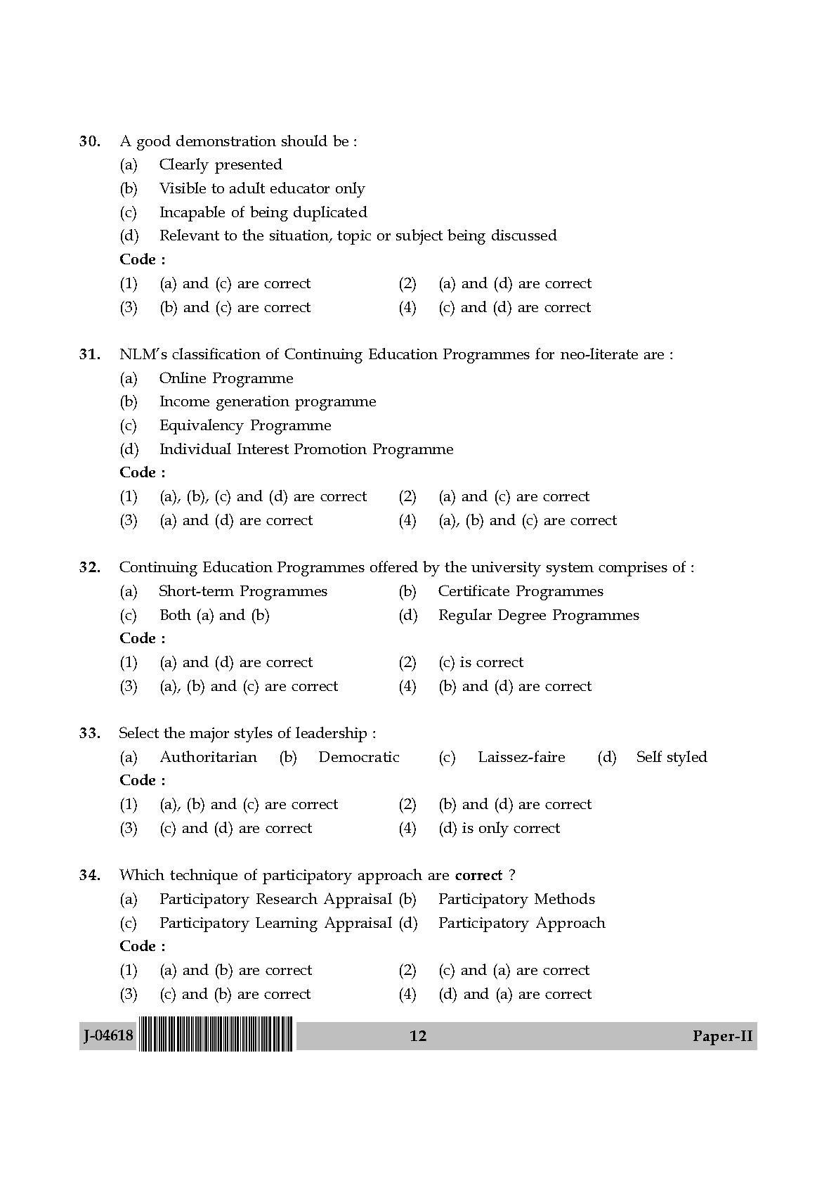 Adult Education Paper II July 2018 in English 7