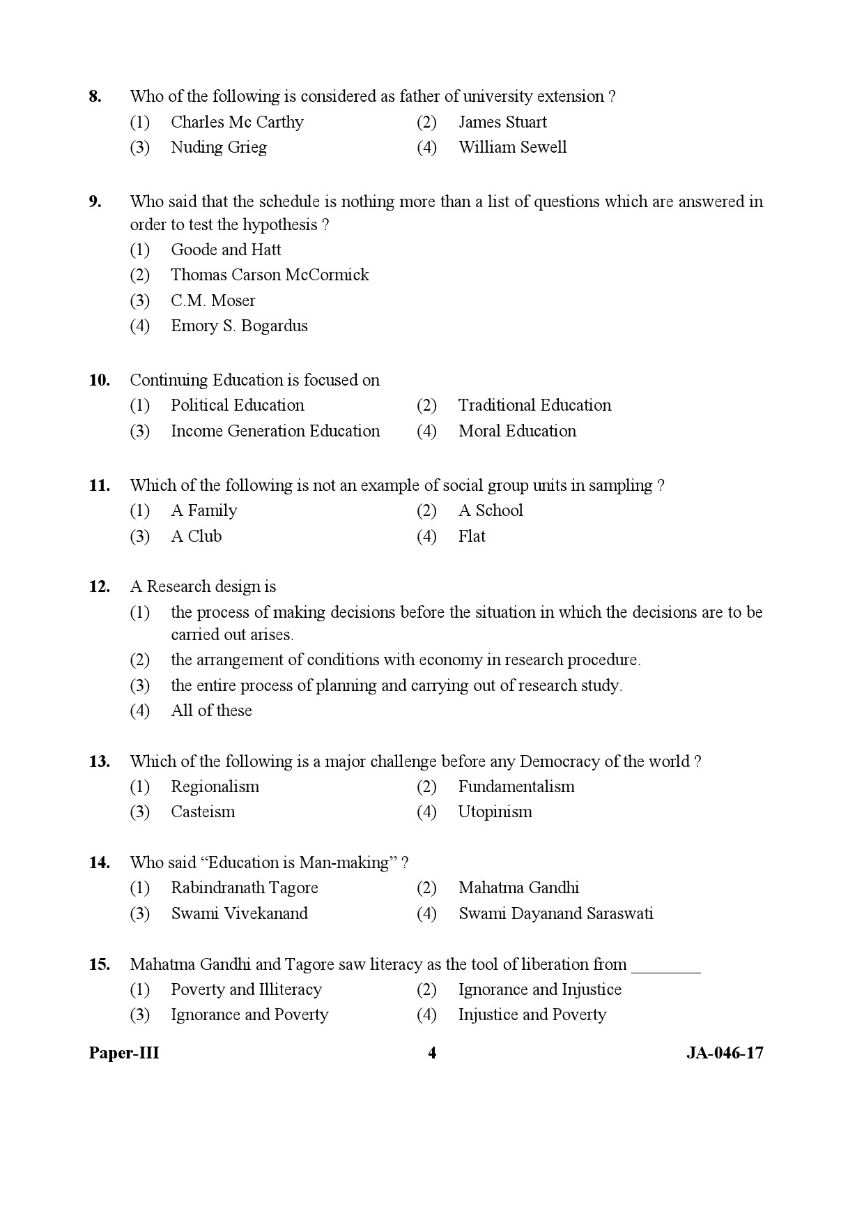 Adult Education Paper III January 2017 in English 3