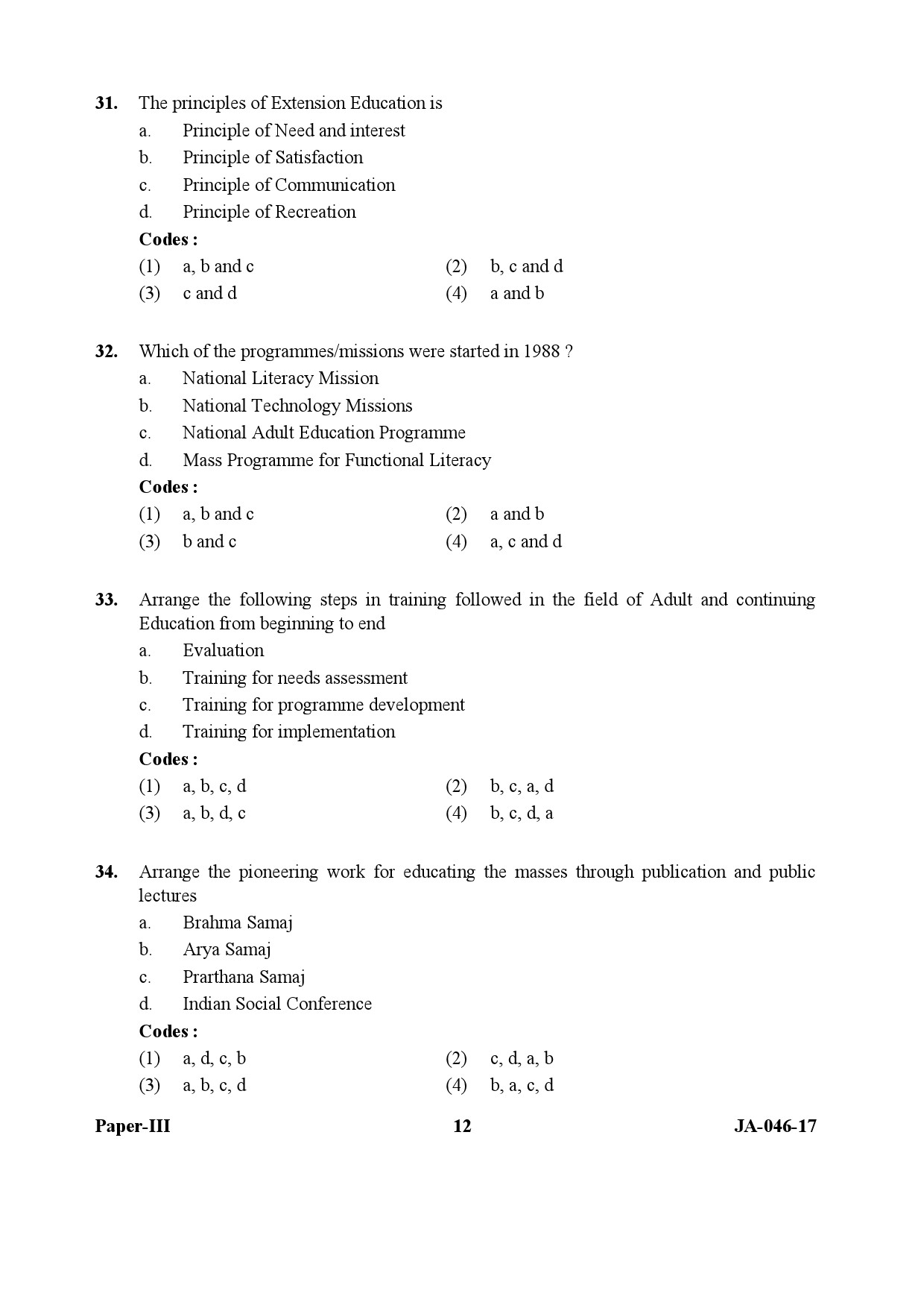 Adult Education Paper III January 2017 in English 7