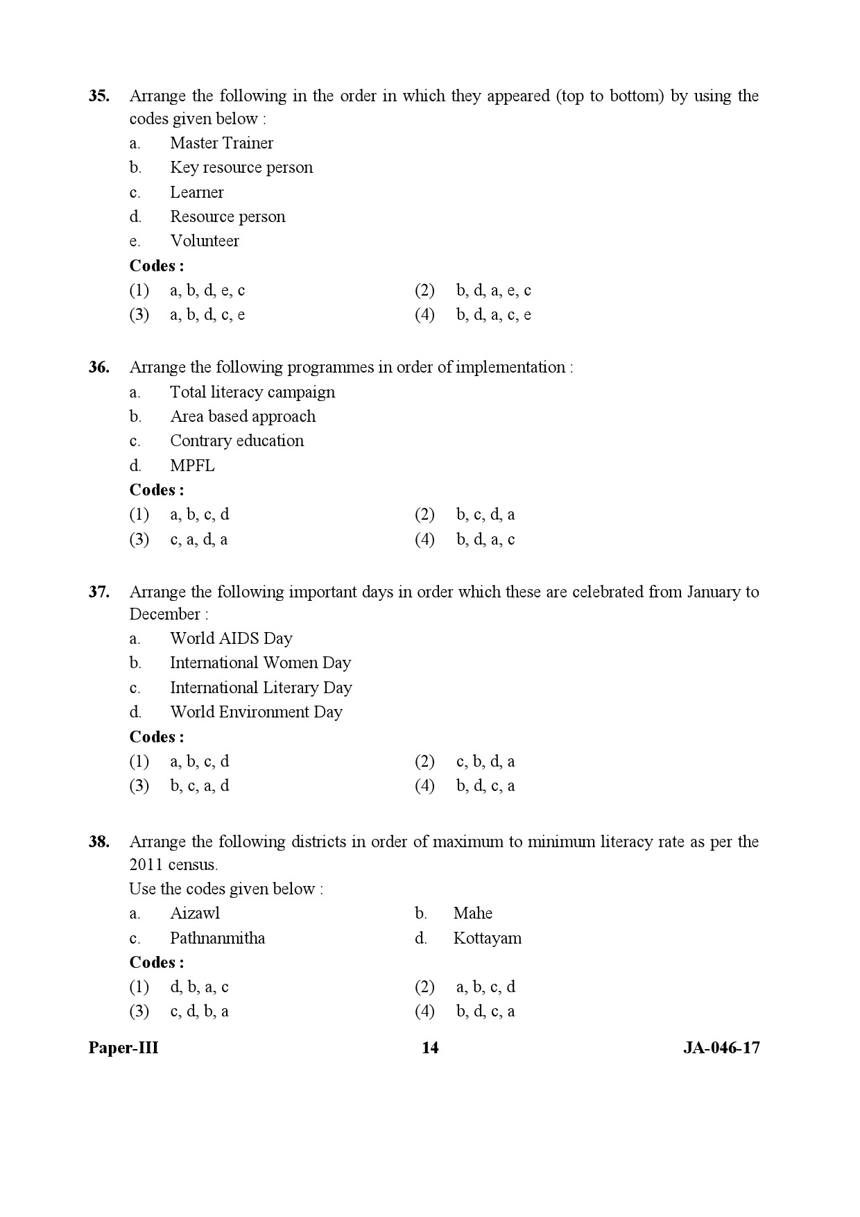 Adult Education Paper III January 2017 in English 8