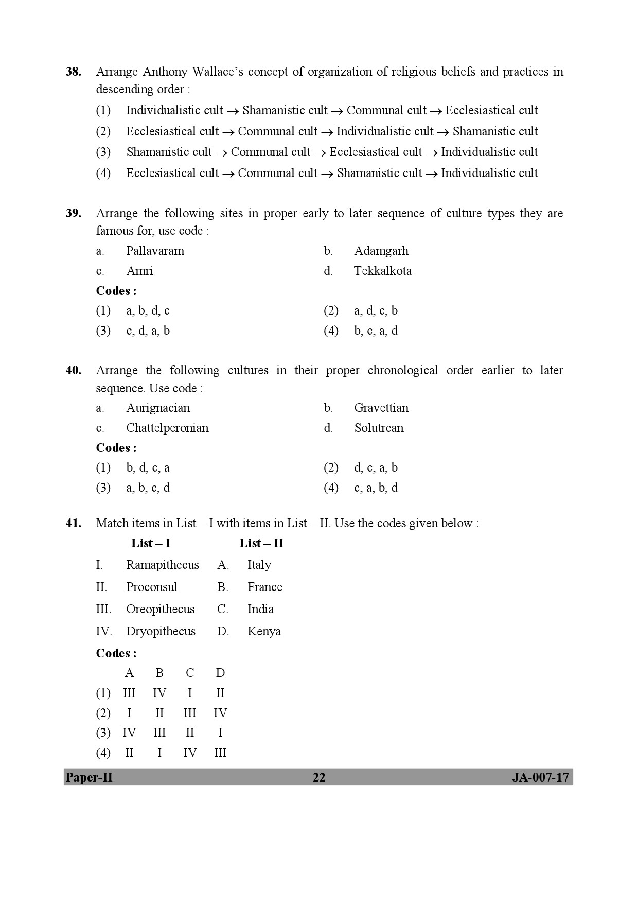 Anthropology Paper II January 2017 in English 12