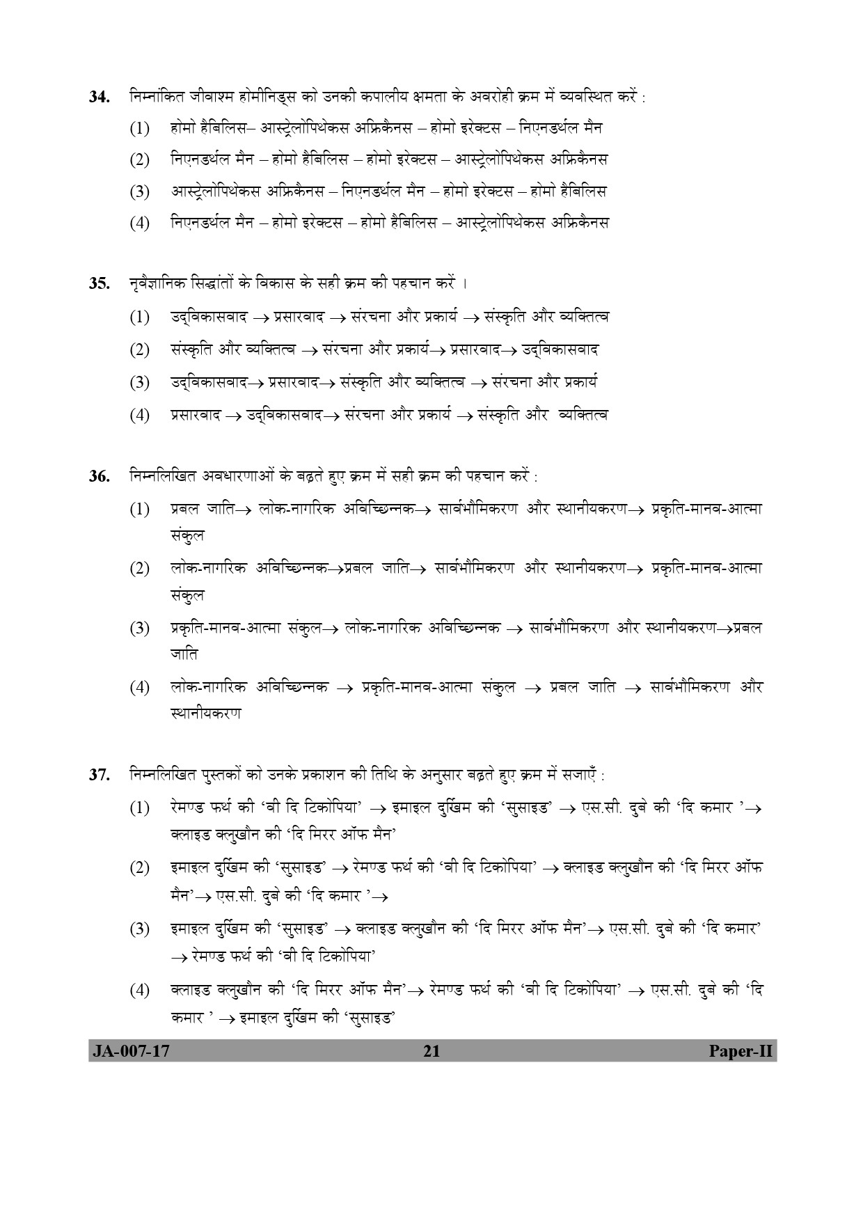 Anthropology Paper II January 2017 in Hindi 10