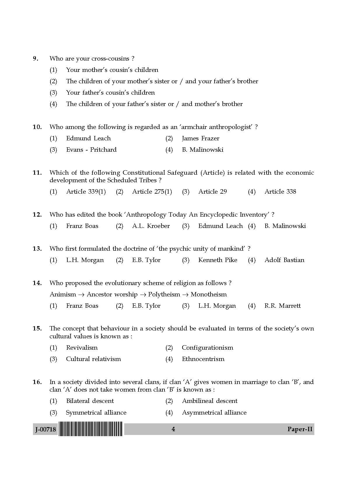 Anthropology Paper 2 2024 Answers Jena Chiquita