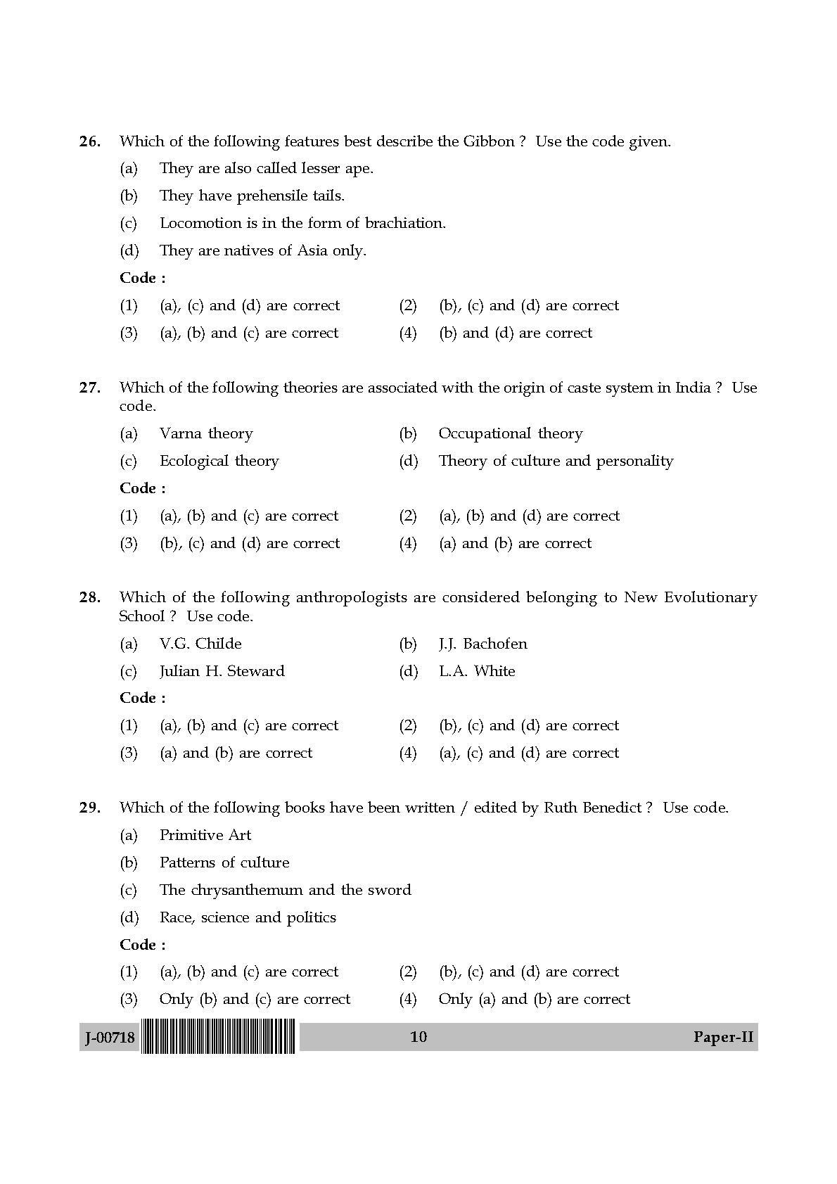 Anthropology Paper II July 2018 in English-UGC NET Previous Question Papers