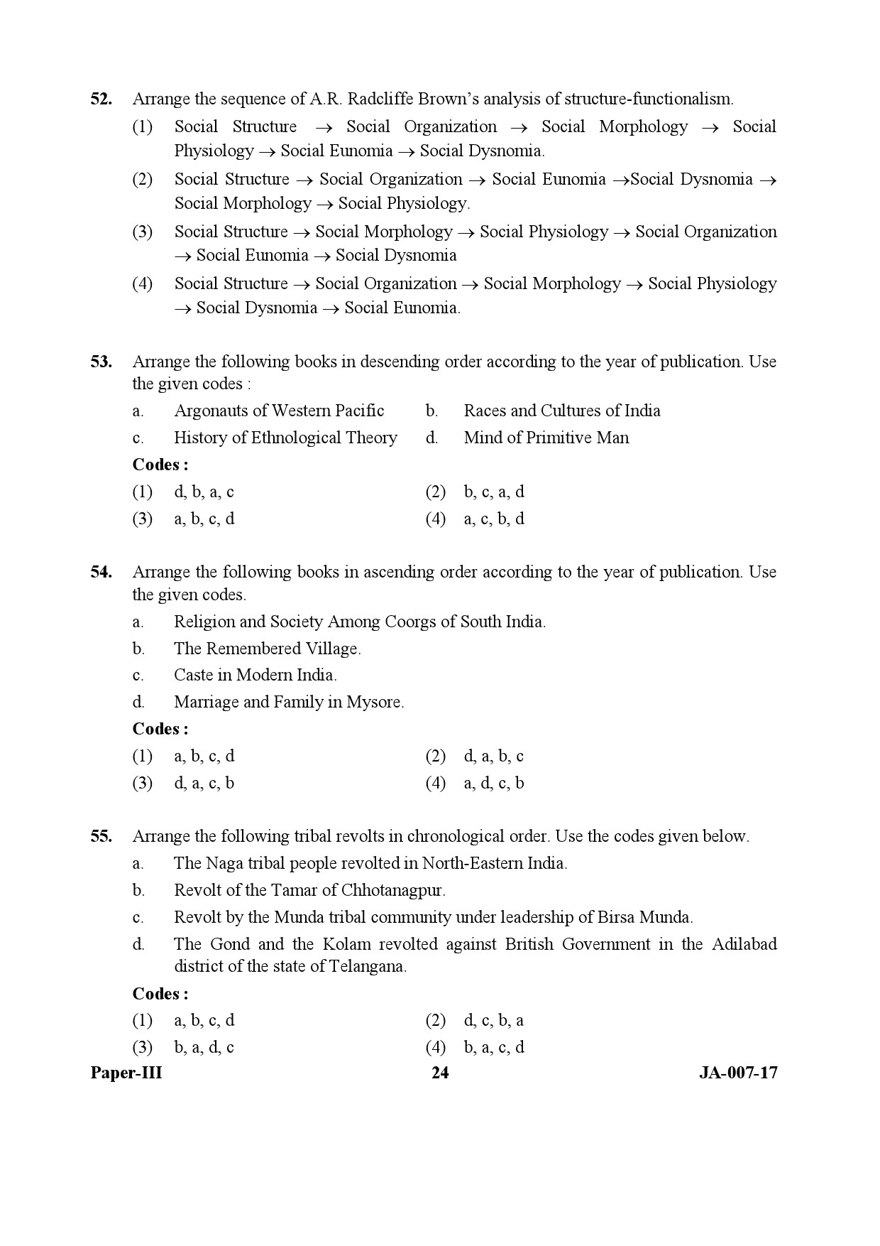 Anthropology Paper III January 2017 in English 13