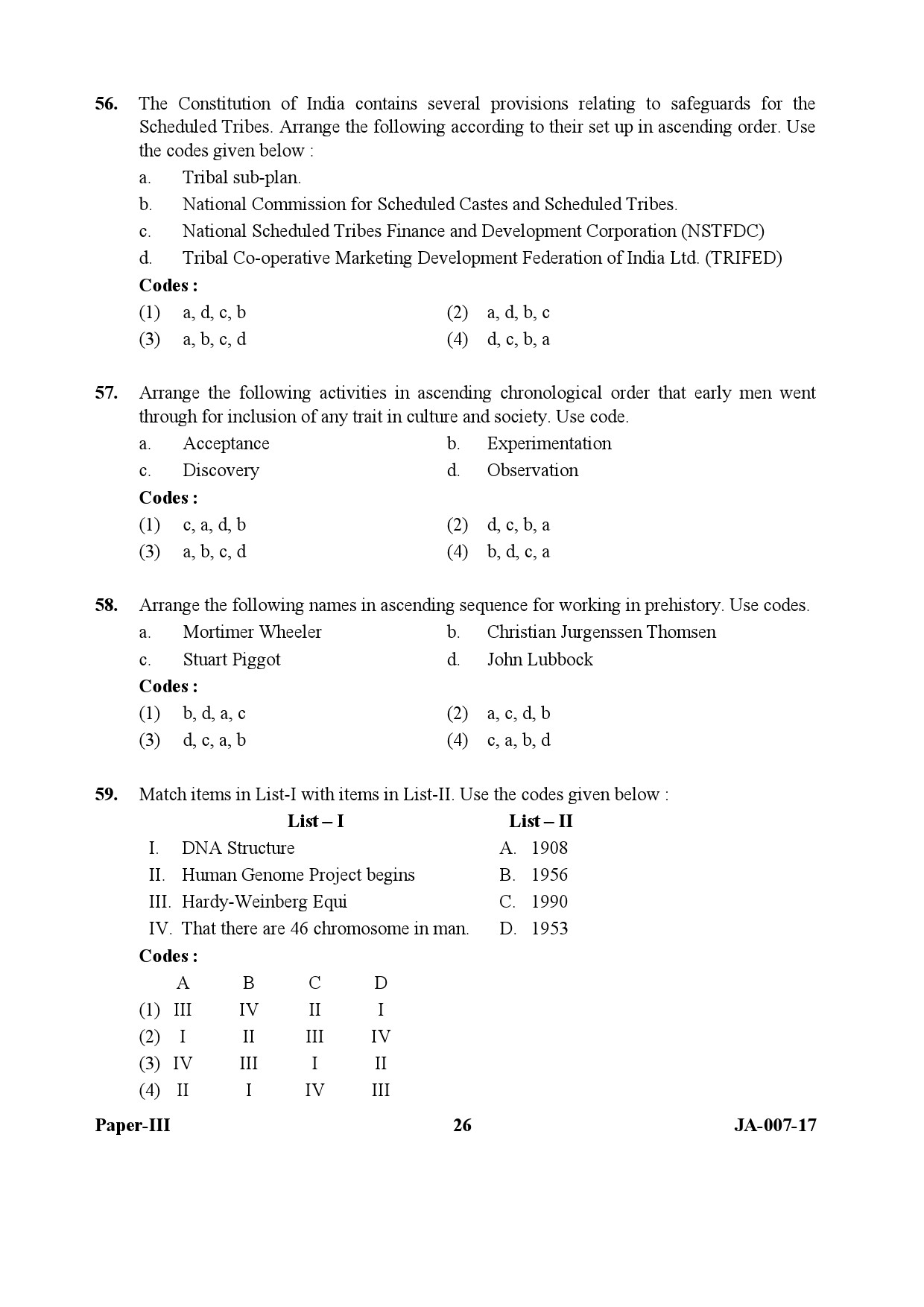 Anthropology Paper III January 2017 in English 14