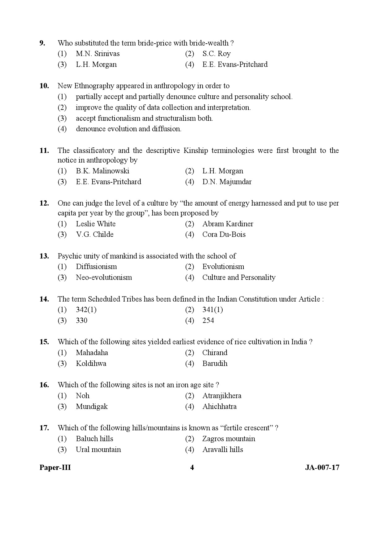 Anthropology Paper III January 2017 in English 3