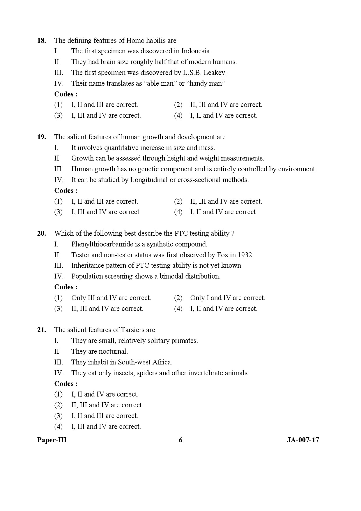 Anthropology Paper III January 2017 in English 4