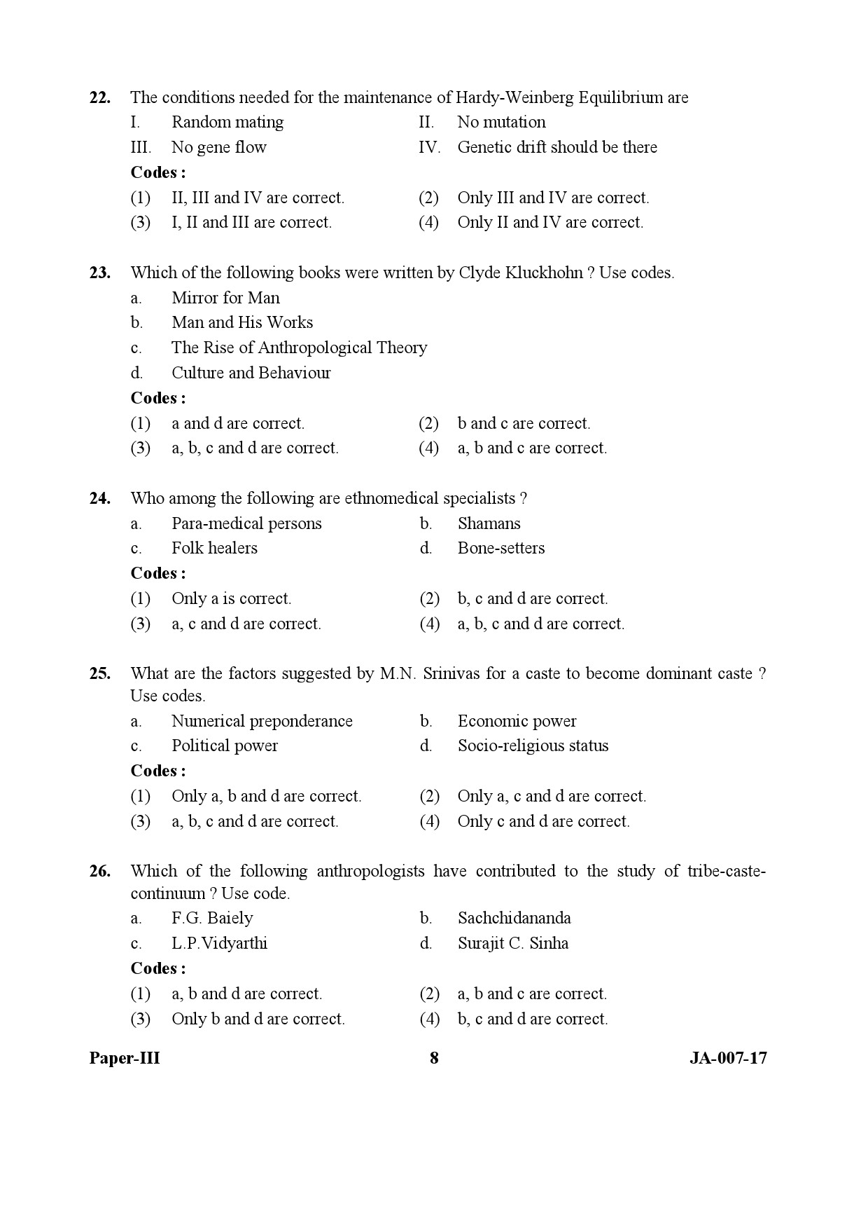 Anthropology Paper III January 2017 in English 5