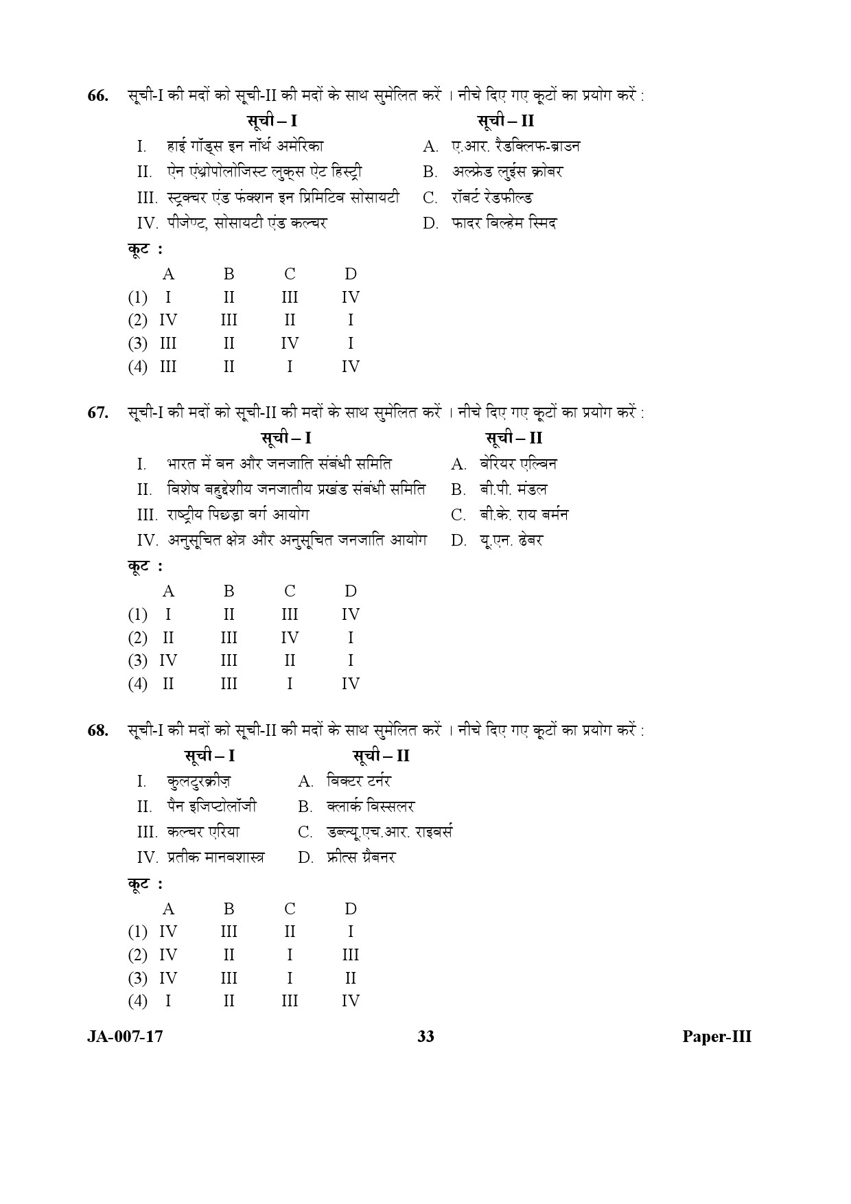 Anthropology Paper III January 2017 in Hindi 16