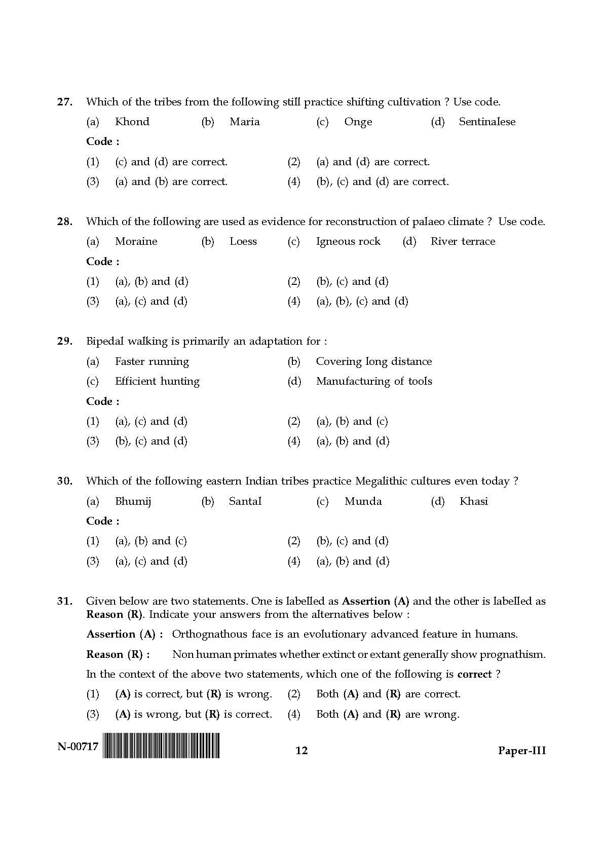 Anthropology Paper III November 2017 in English 7