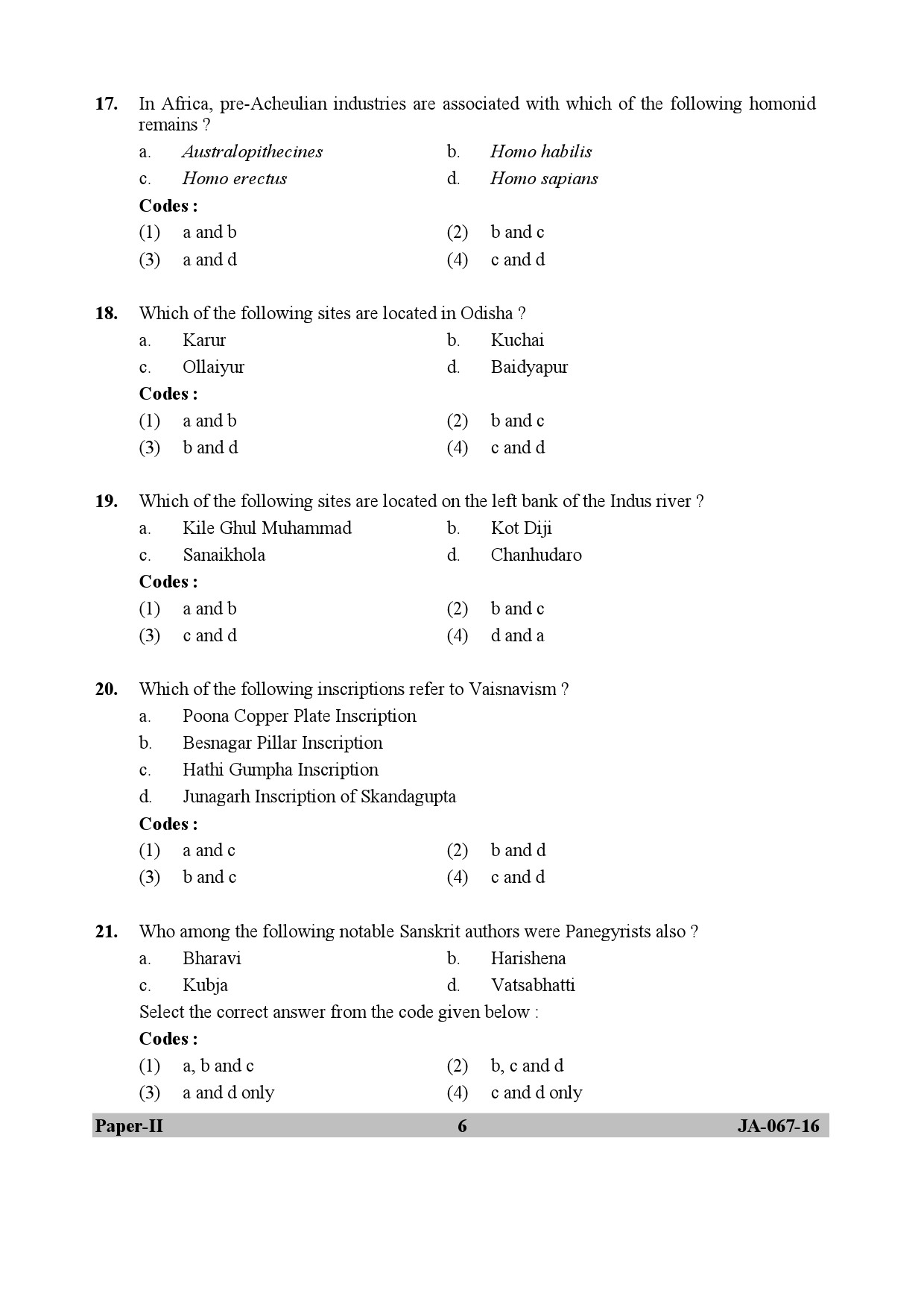 Archaeology Paper II January 2017 in English-UGC NET Previous Question ...