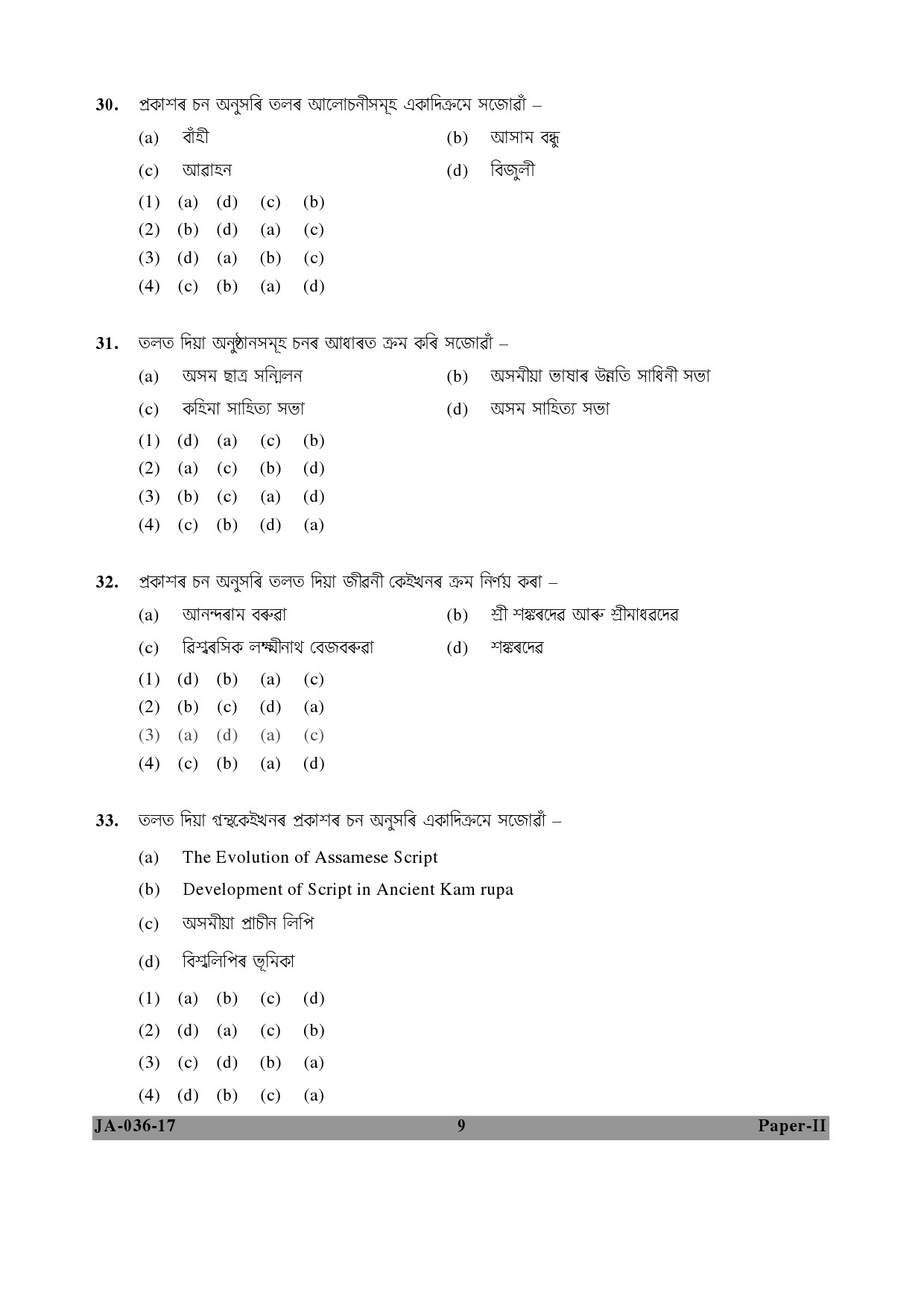 Assamese Question Paper II January 2017 9