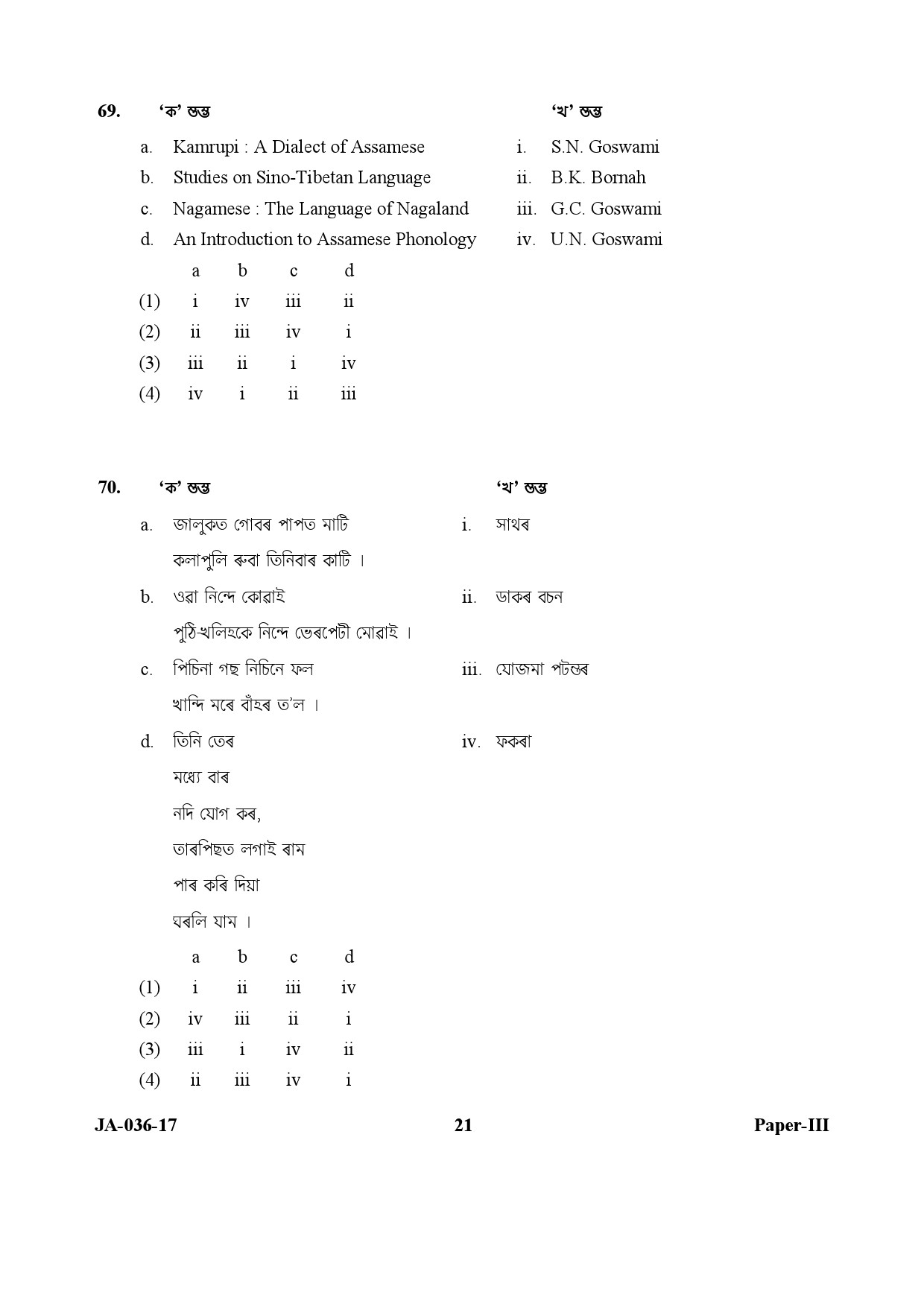 Assamese Question Paper III January 2017 21