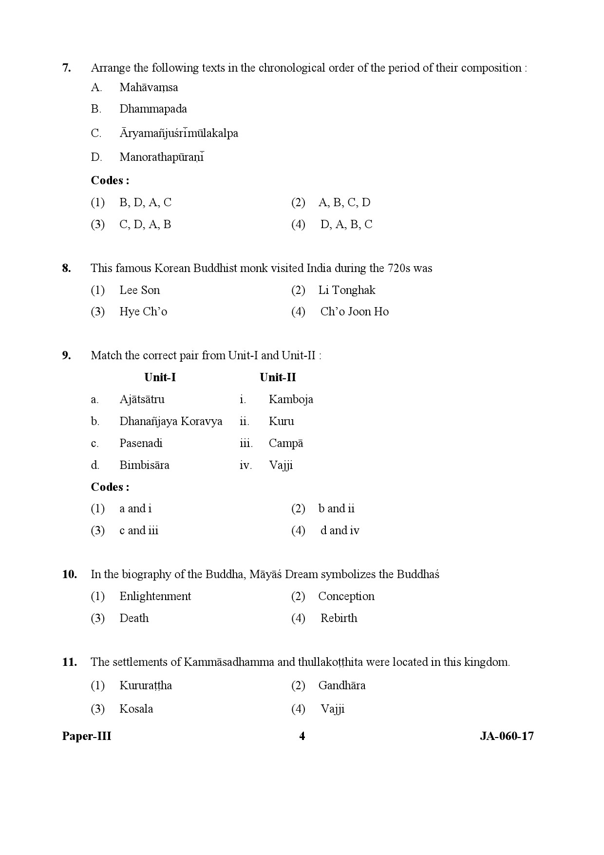 Buddhist Jaina Gandhian and Peace Studies Paper III January 2017 in English 3