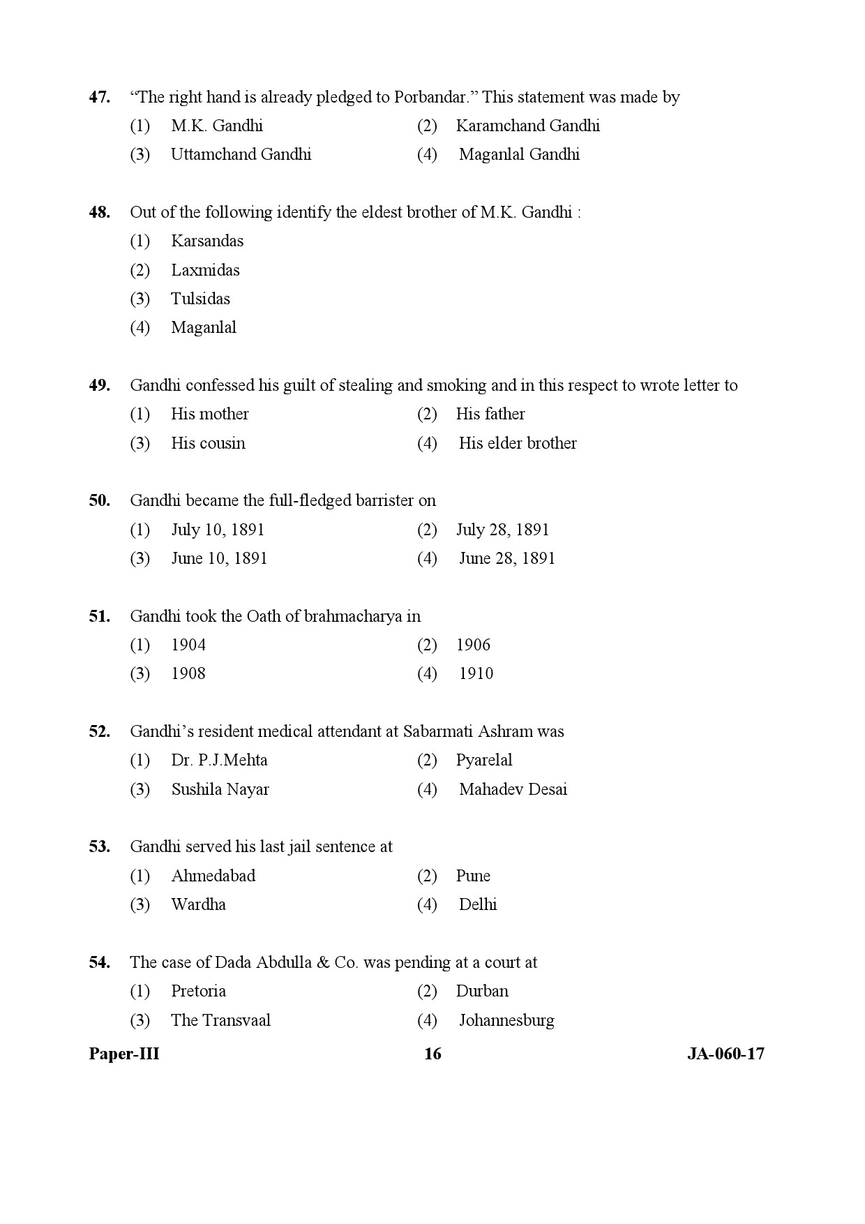 Buddhist Jaina Gandhian and Peace Studies Paper III January 2017 in English 9