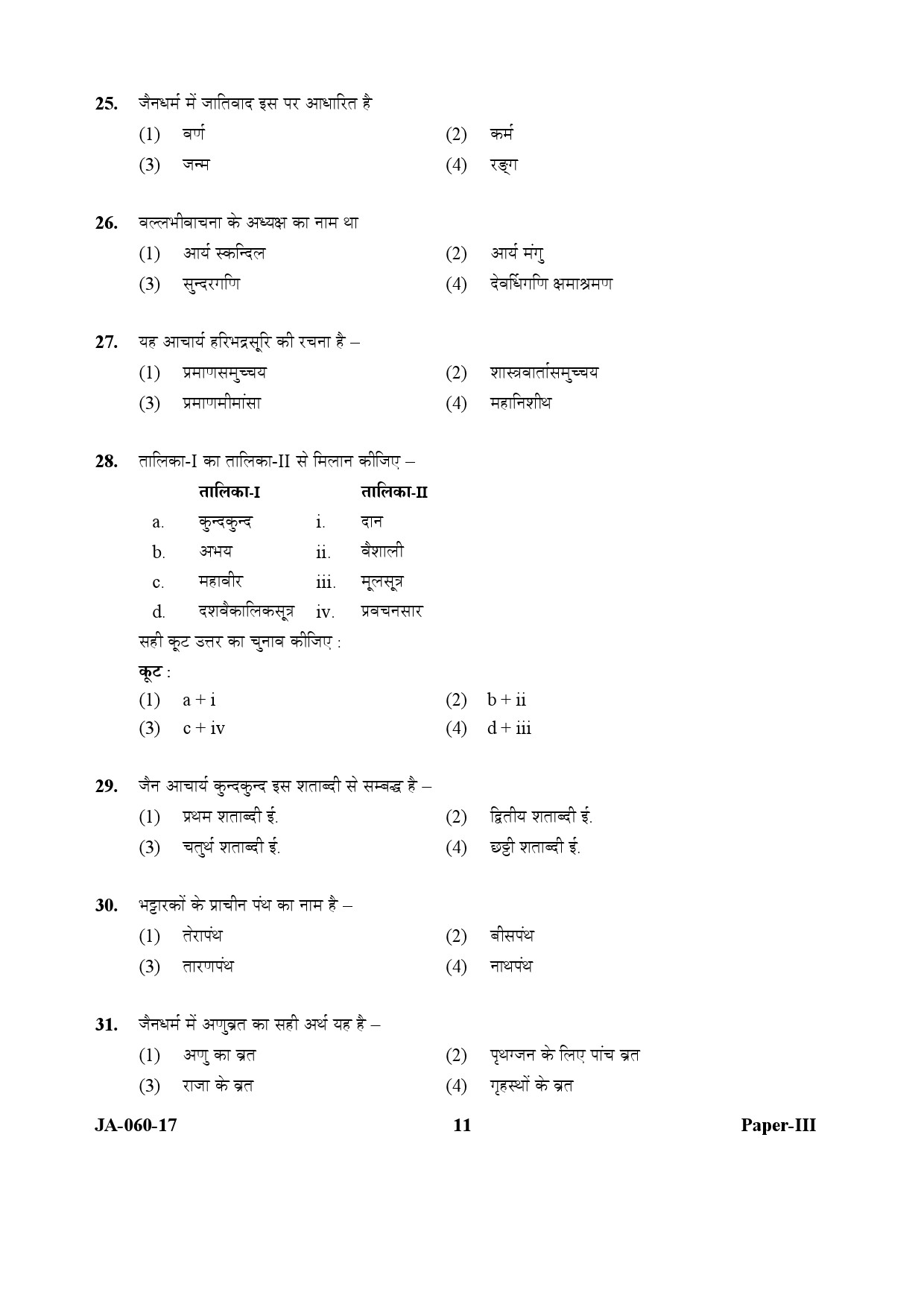 Buddhist Jaina Gandhian and Peace Studies Paper III January 2017 in Hindi 5