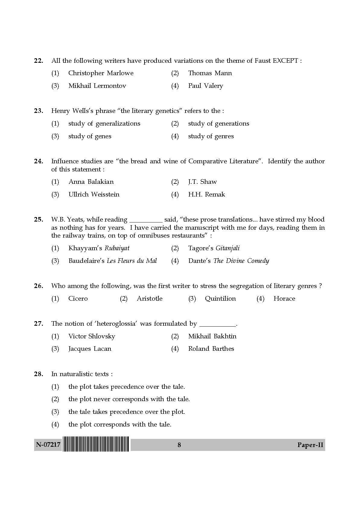 Comparative Literature Paper II November 2017 in English 5