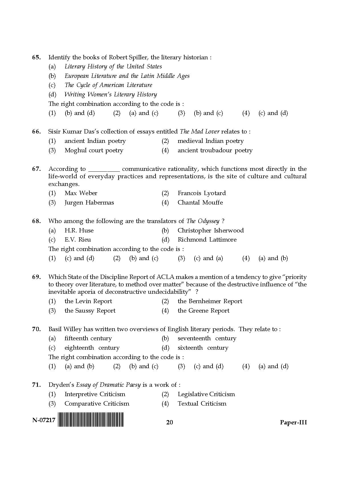 Comparative Literature Paper III November 2017 in English 11