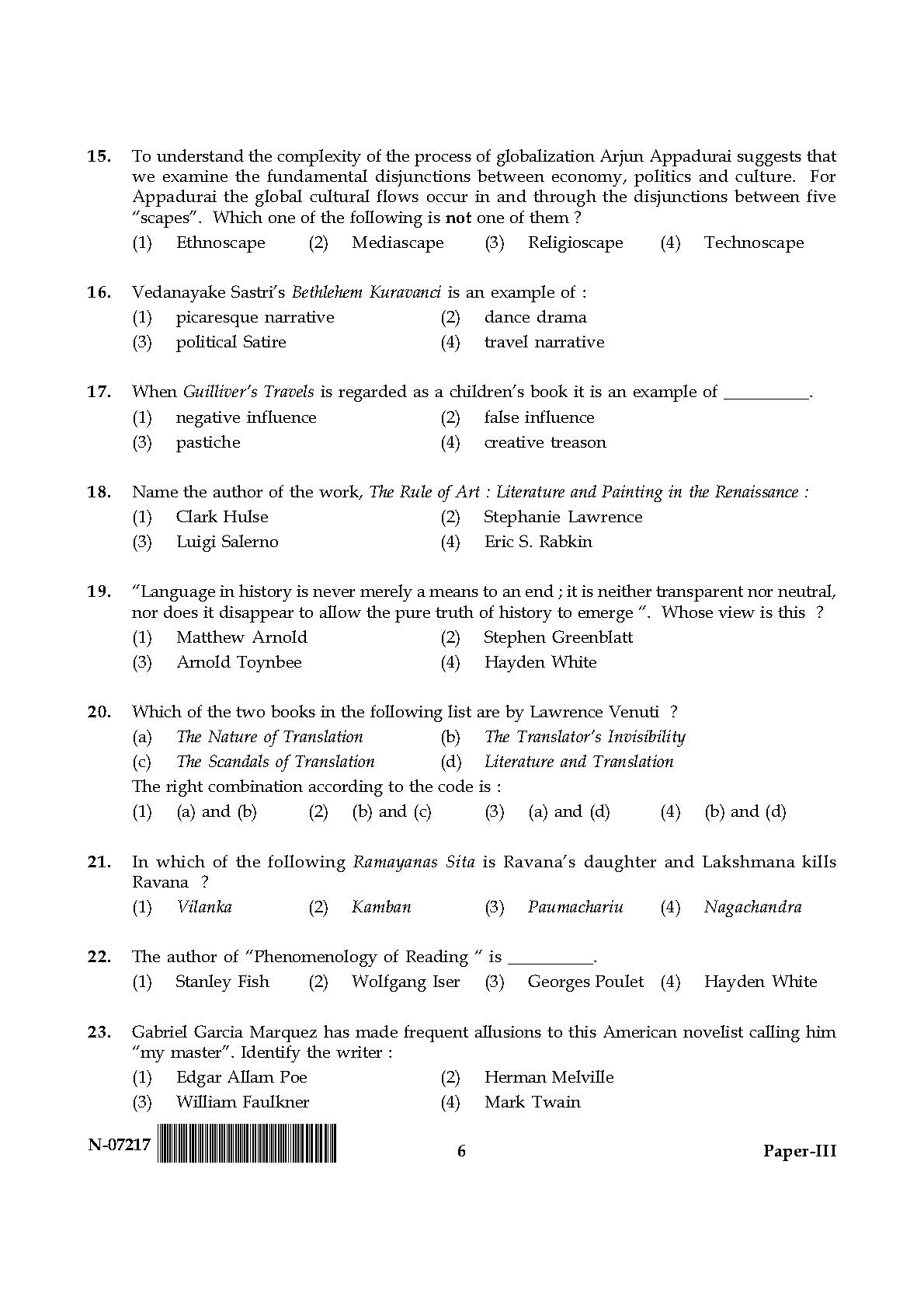 Comparative Literature Paper III November 2017 in English 4