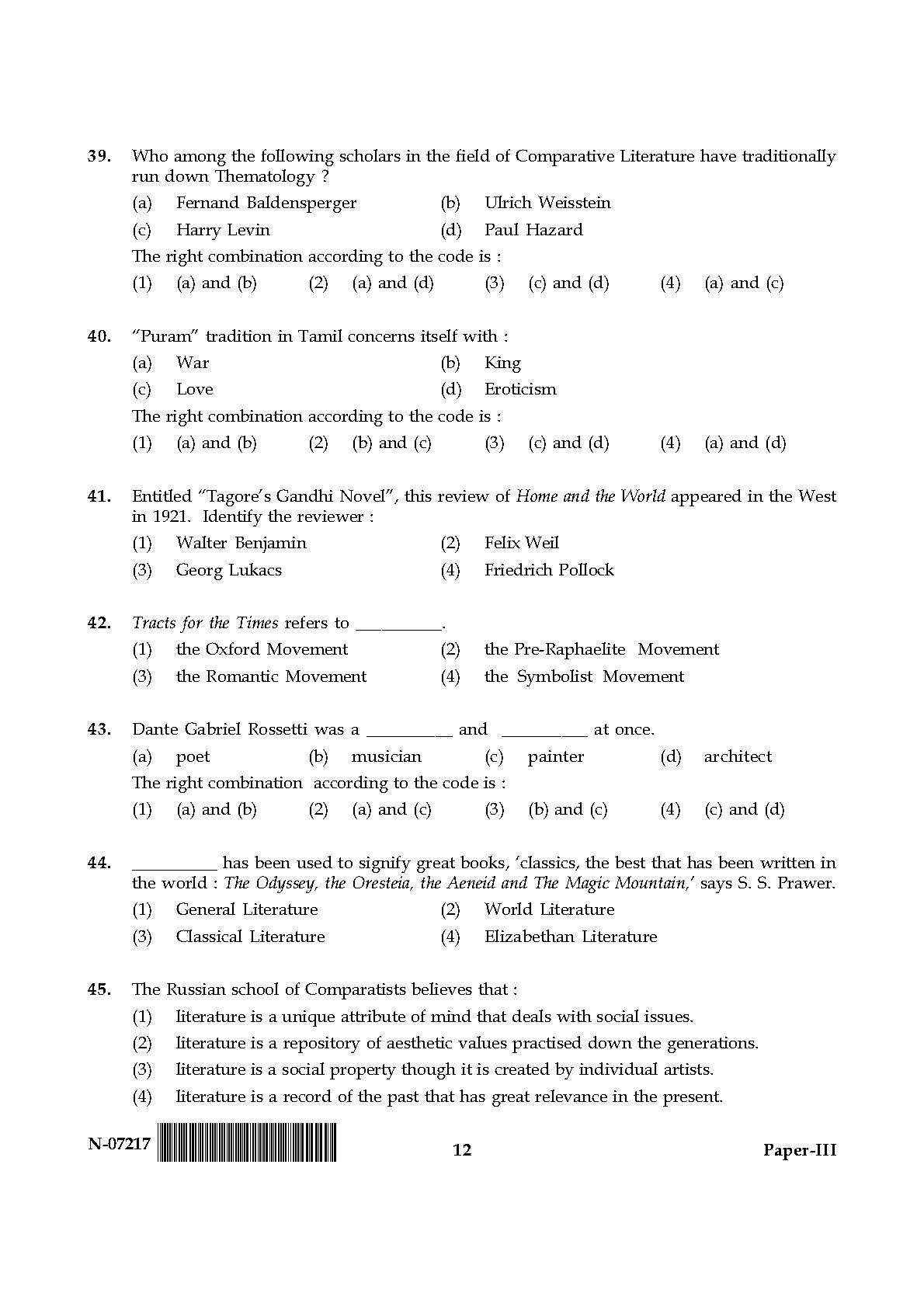 Comparative Literature Paper III November 2017 in English 7