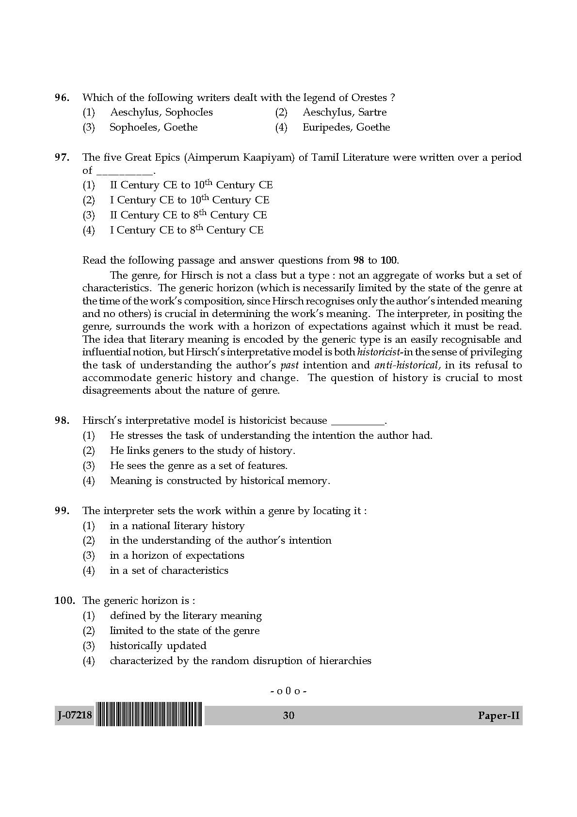 Comparative Literature Question Paper II July 2018 in English-UGC NET ...