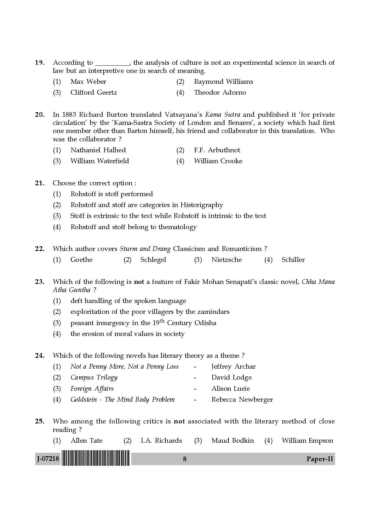 Comparative Literature Question Paper II July 2018 in English 5