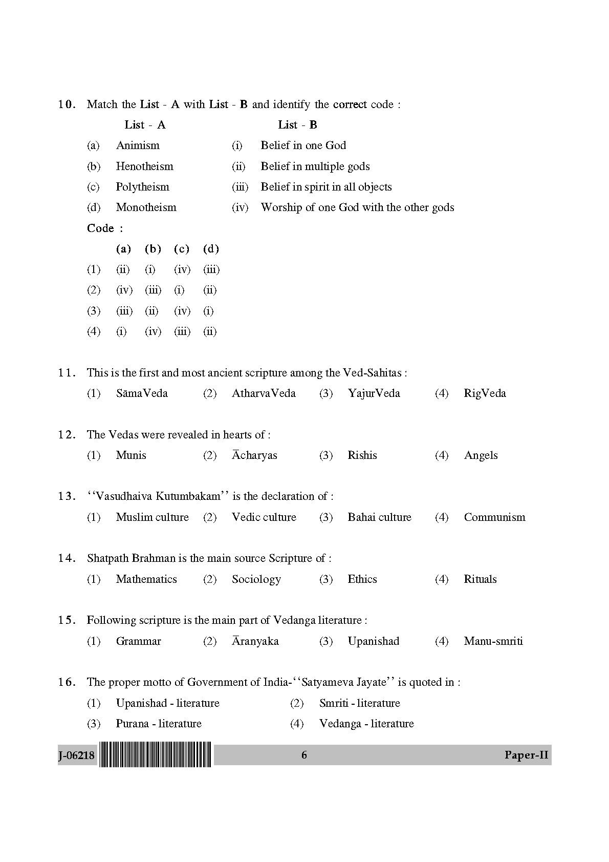 Comparative Study of Religions Paper II July 2018 in English 4