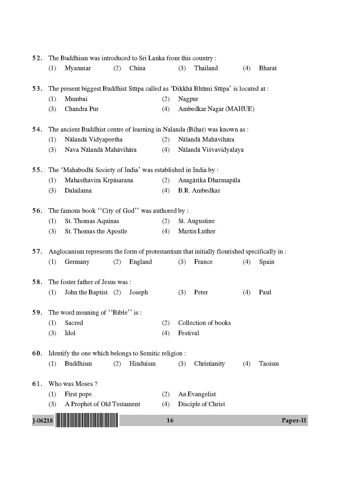 Comparative Study of Religions Paper II July 2018 in English 9