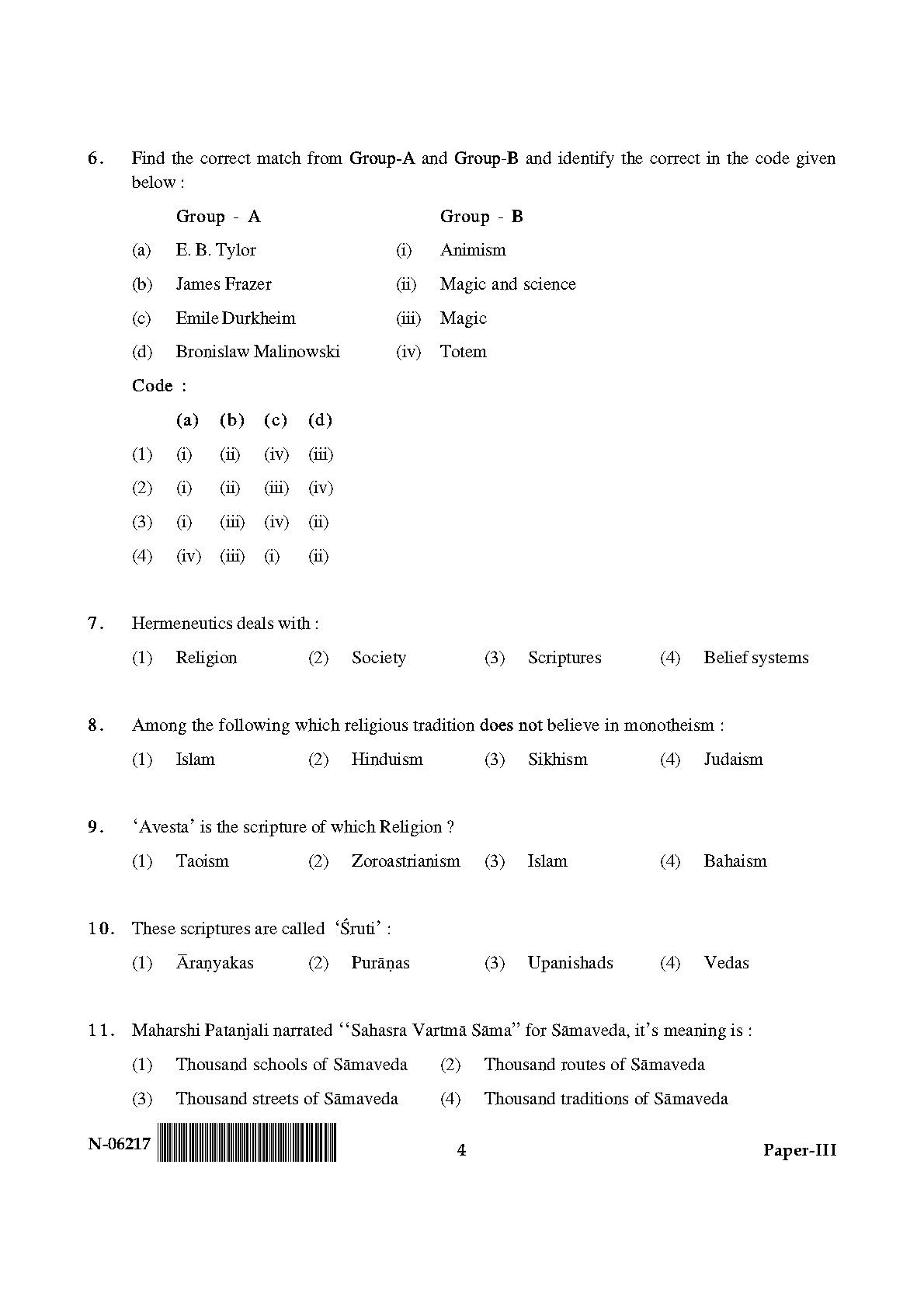 Comparative Study of Religions Paper III November 2017 in English 3