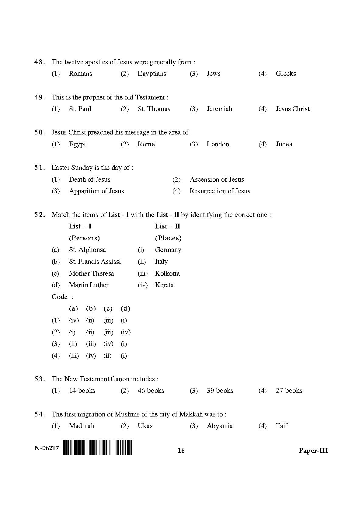 Comparative Study of Religions Paper III November 2017 in English 9