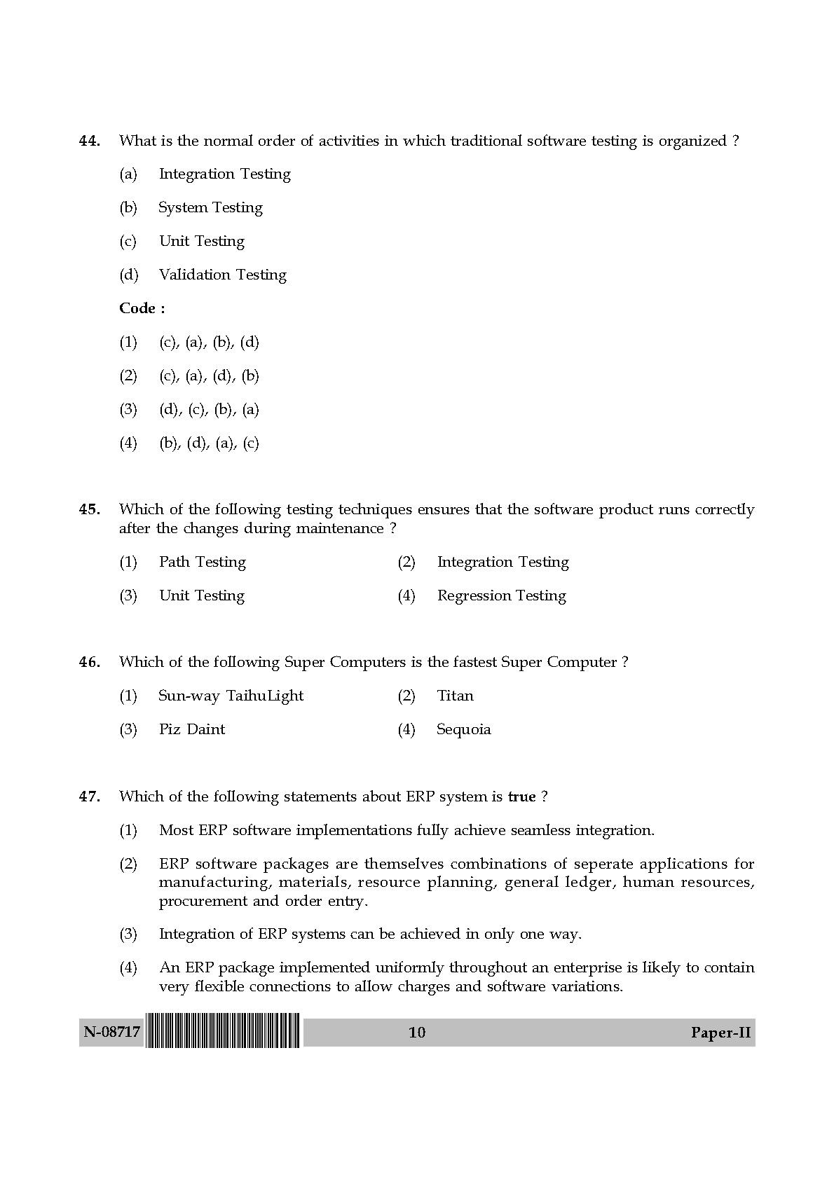 Computer Science and Applications Paper II November 2017 10