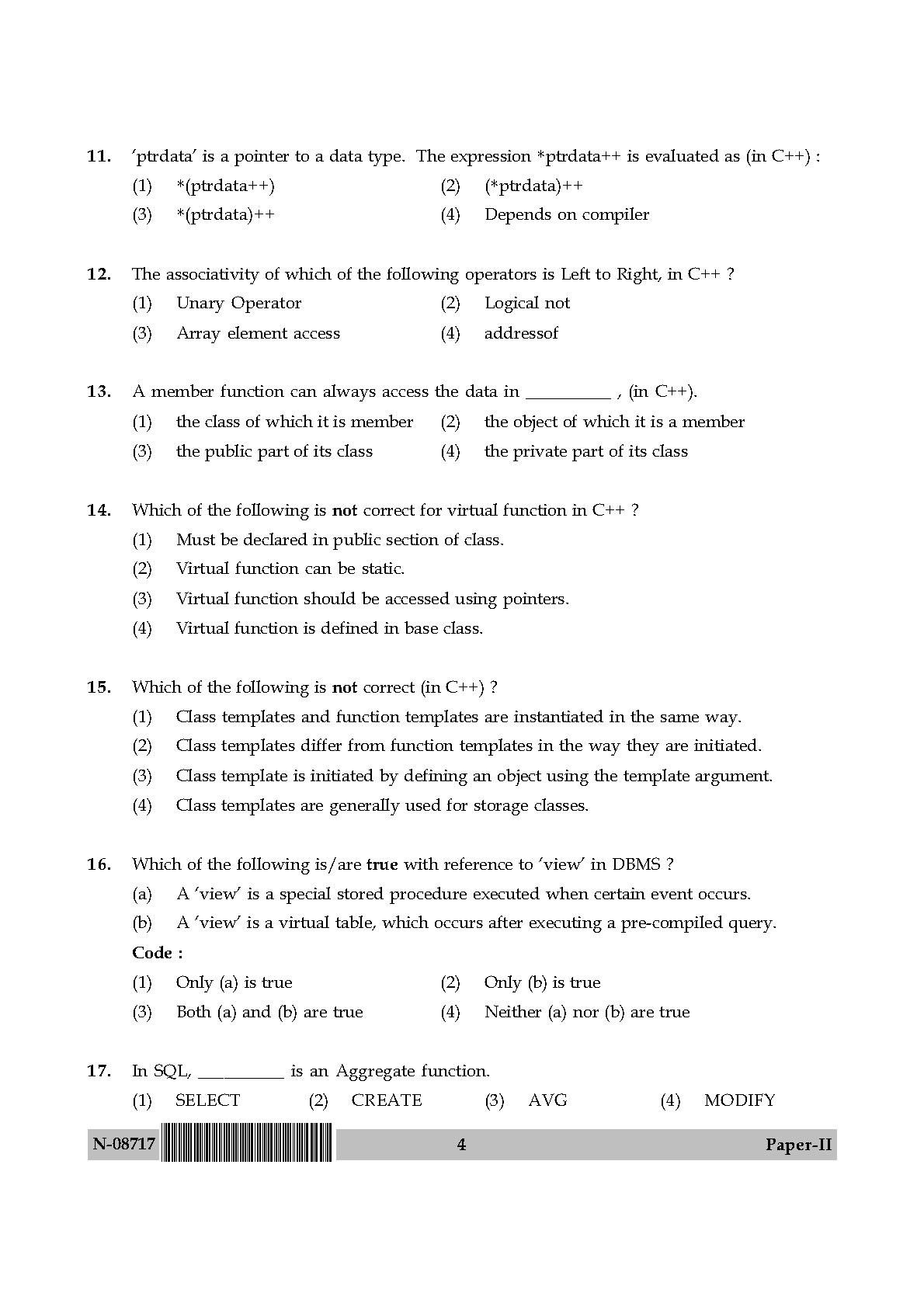 Computer Science and Applications Paper II November 2017 4