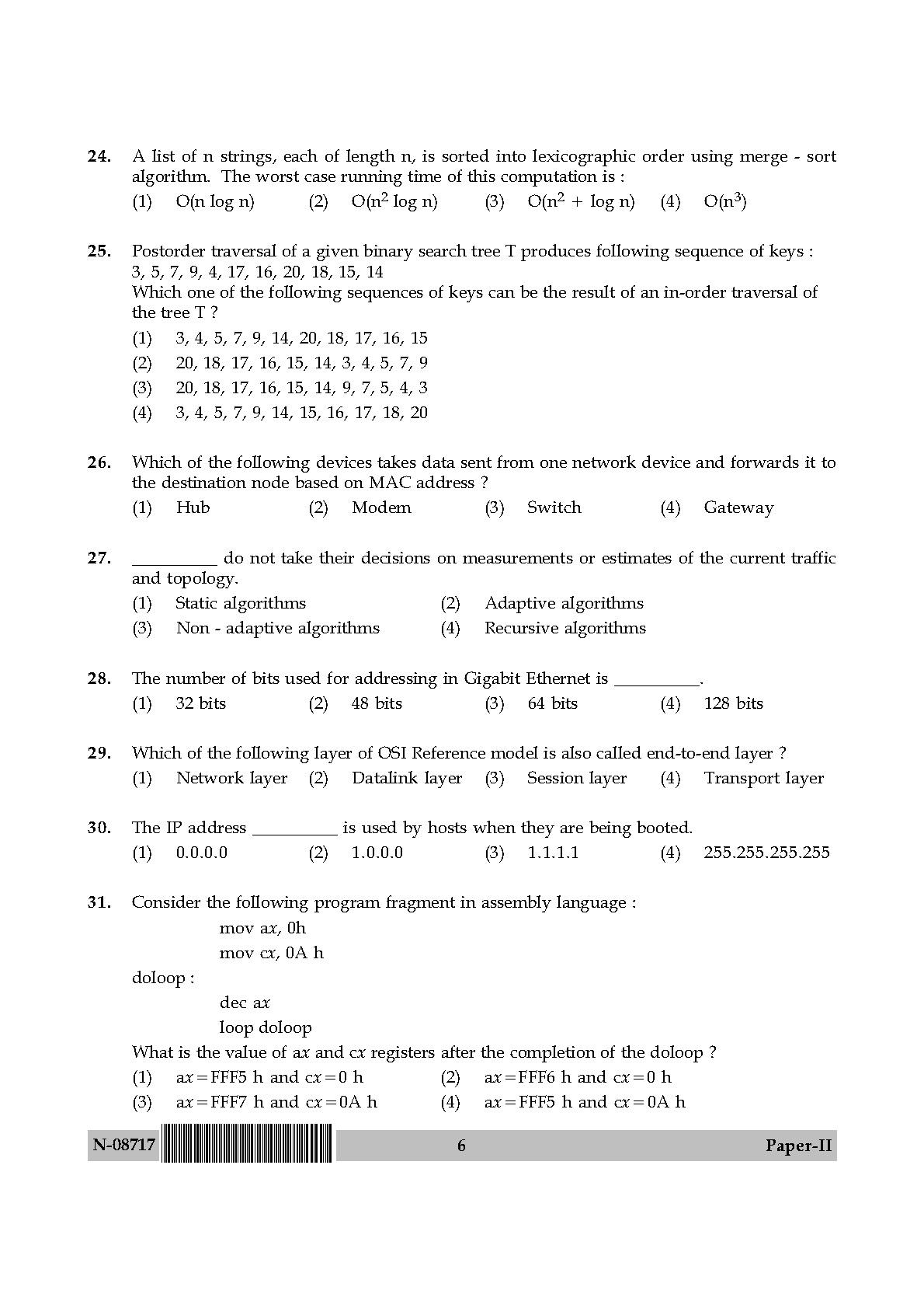 Computer Science and Applications Paper II November 2017 6