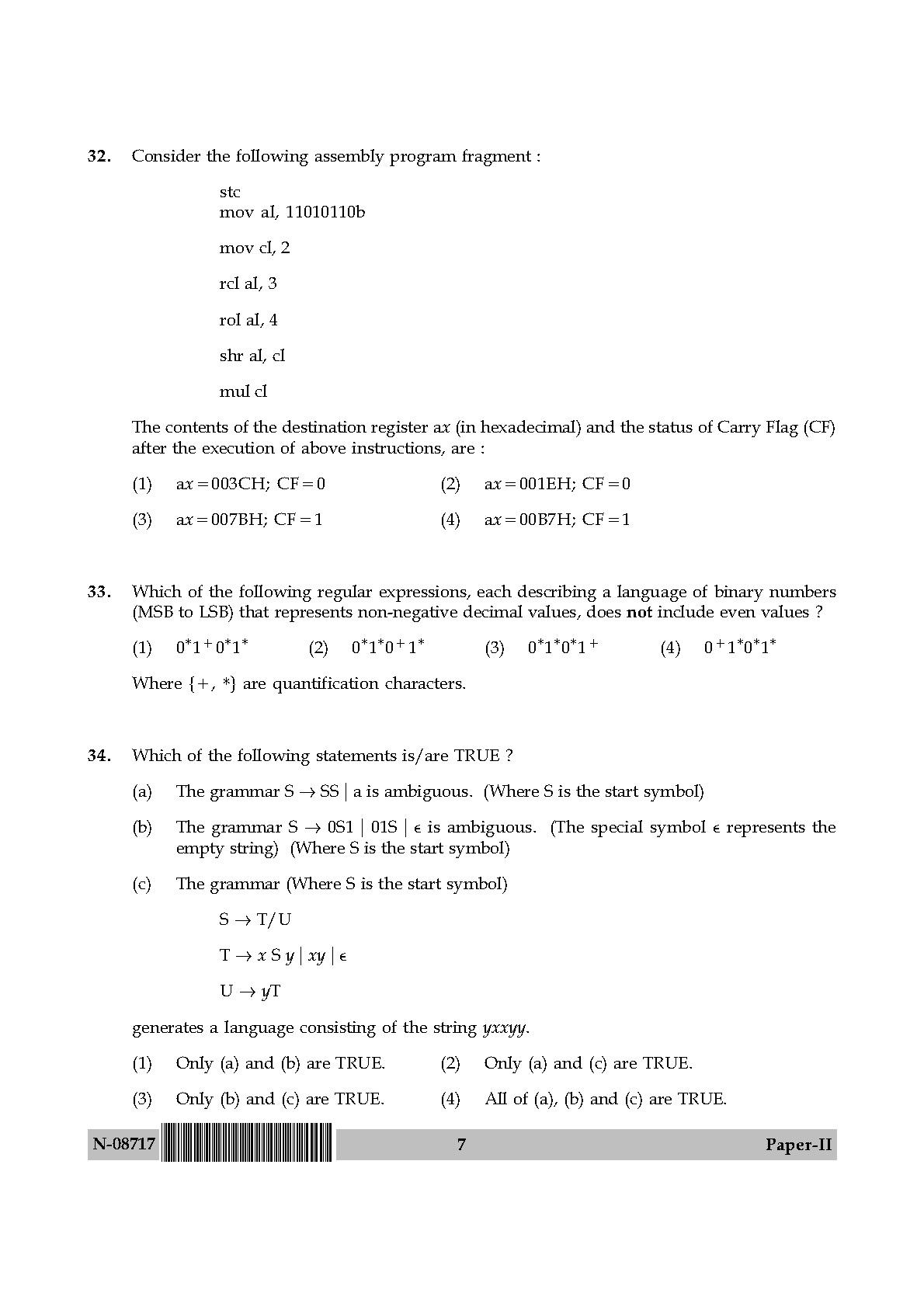 Computer Science and Applications Paper II November 2017 7