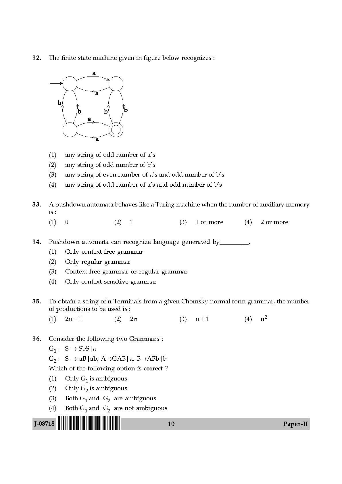 Computer Science and Applications Question Paper II July 2018 10